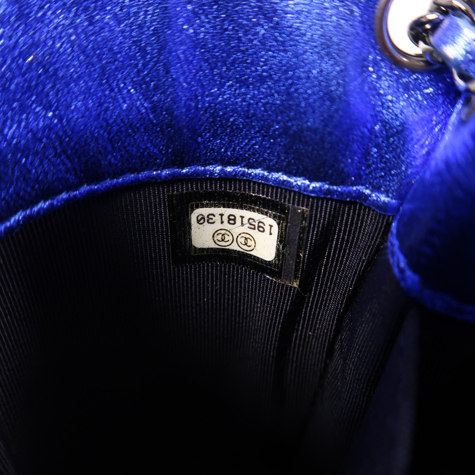 CHANEL CC Chain Shoulder Bag Patent Leather Blue
