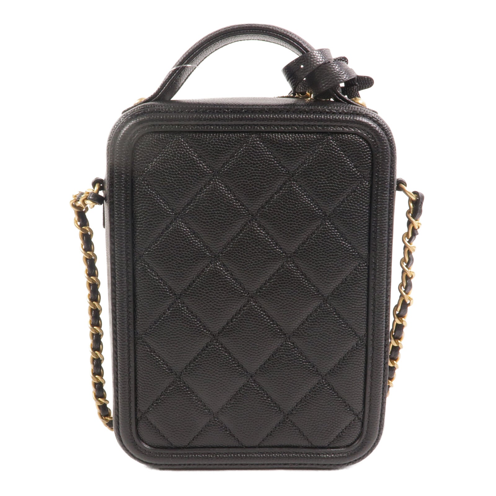 CHANEL 牛皮皮革North South Vanity鏈帶手挽肩背兩用袋