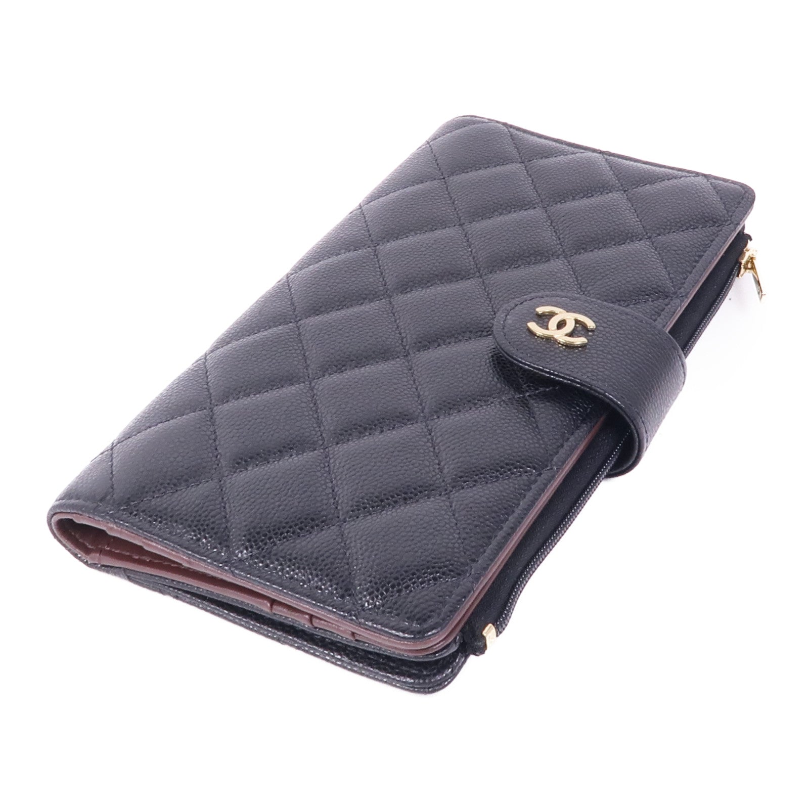 CHANEL 牛皮皮革Long Wallet金扣長錢包