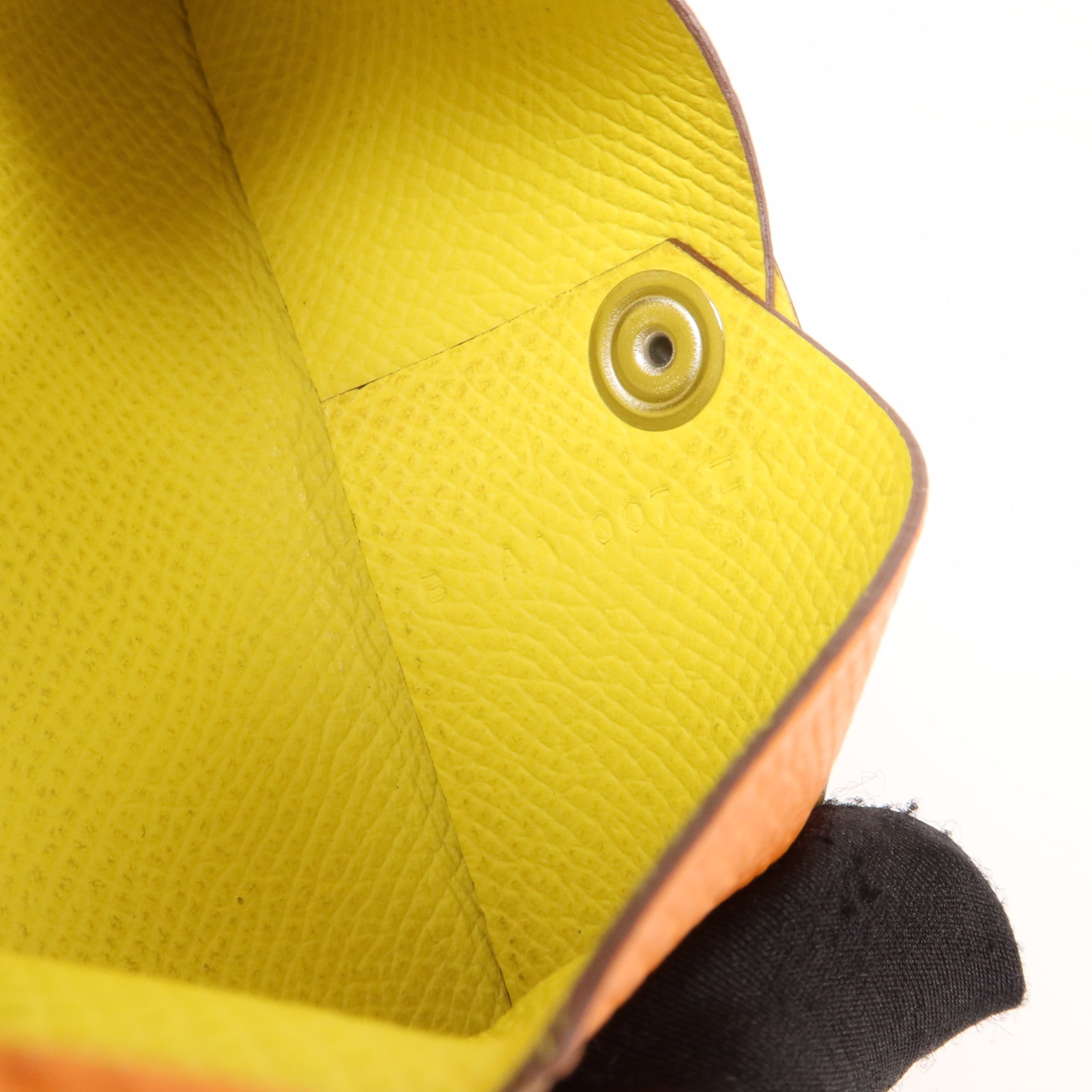 HERMES Epsom皮革Calvi Card Holder卡片套Orange/Lime