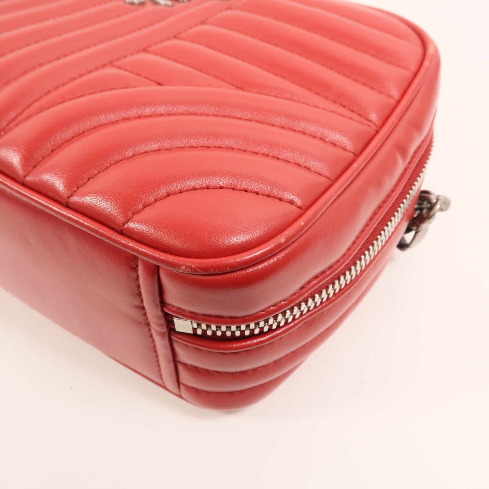 PRADA 牛皮皮革Diagramme Bag銀扣鏈帶手挽肩背兩用袋