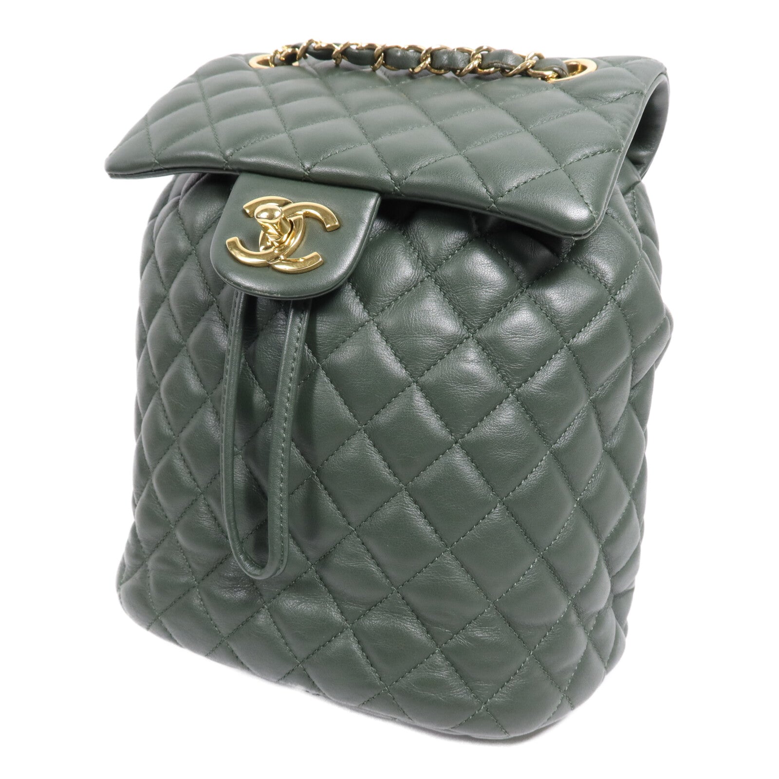 CHANEL 羊皮皮革Backpack金扣鏈帶背包