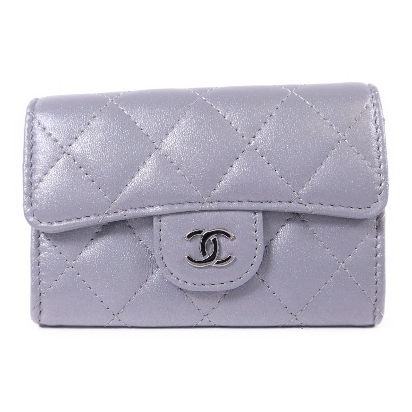 CHANEL 牛皮皮革Card Case銀扣卡片套