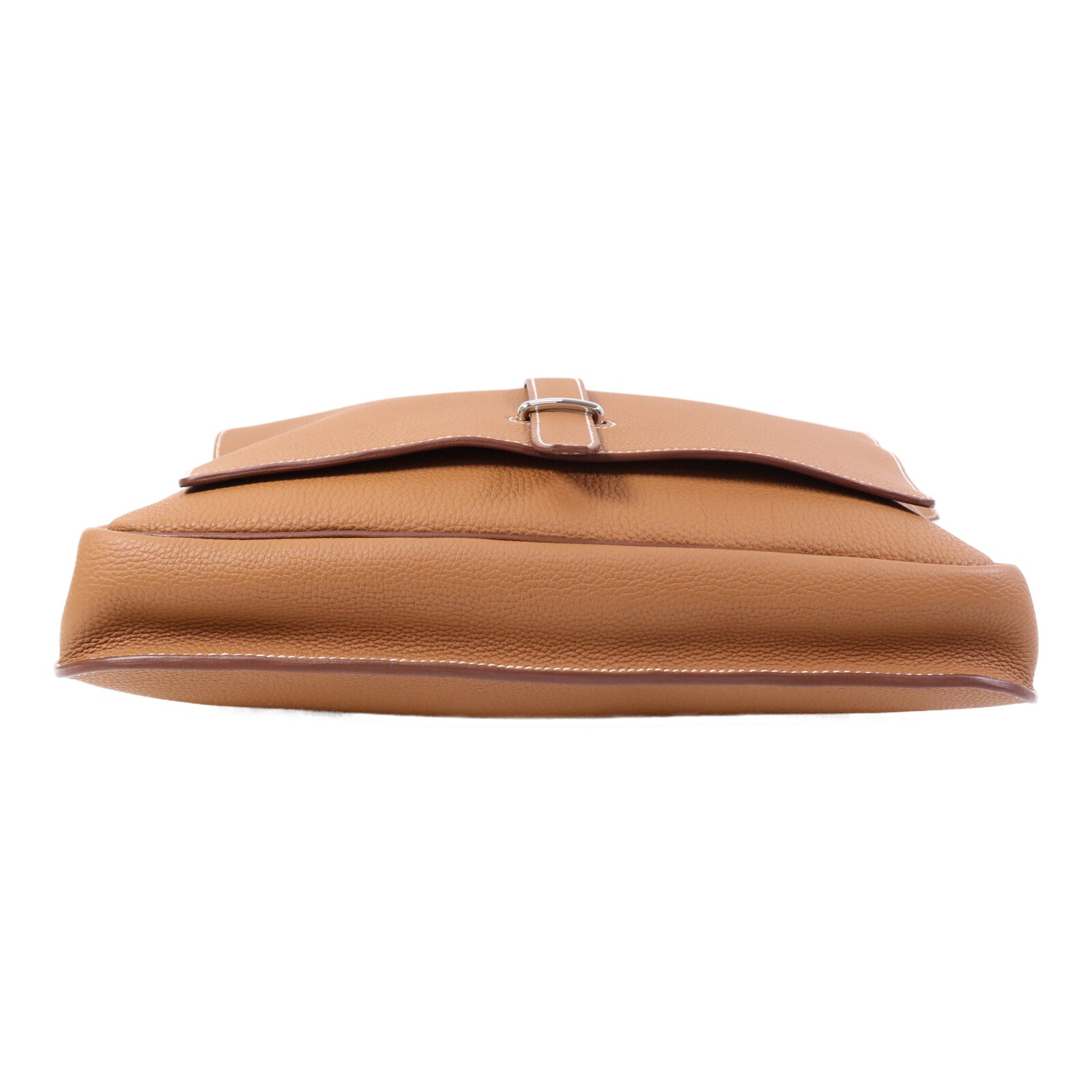 HERMES Togo皮革Steve Light Messenger銀扣肩背袋Gold