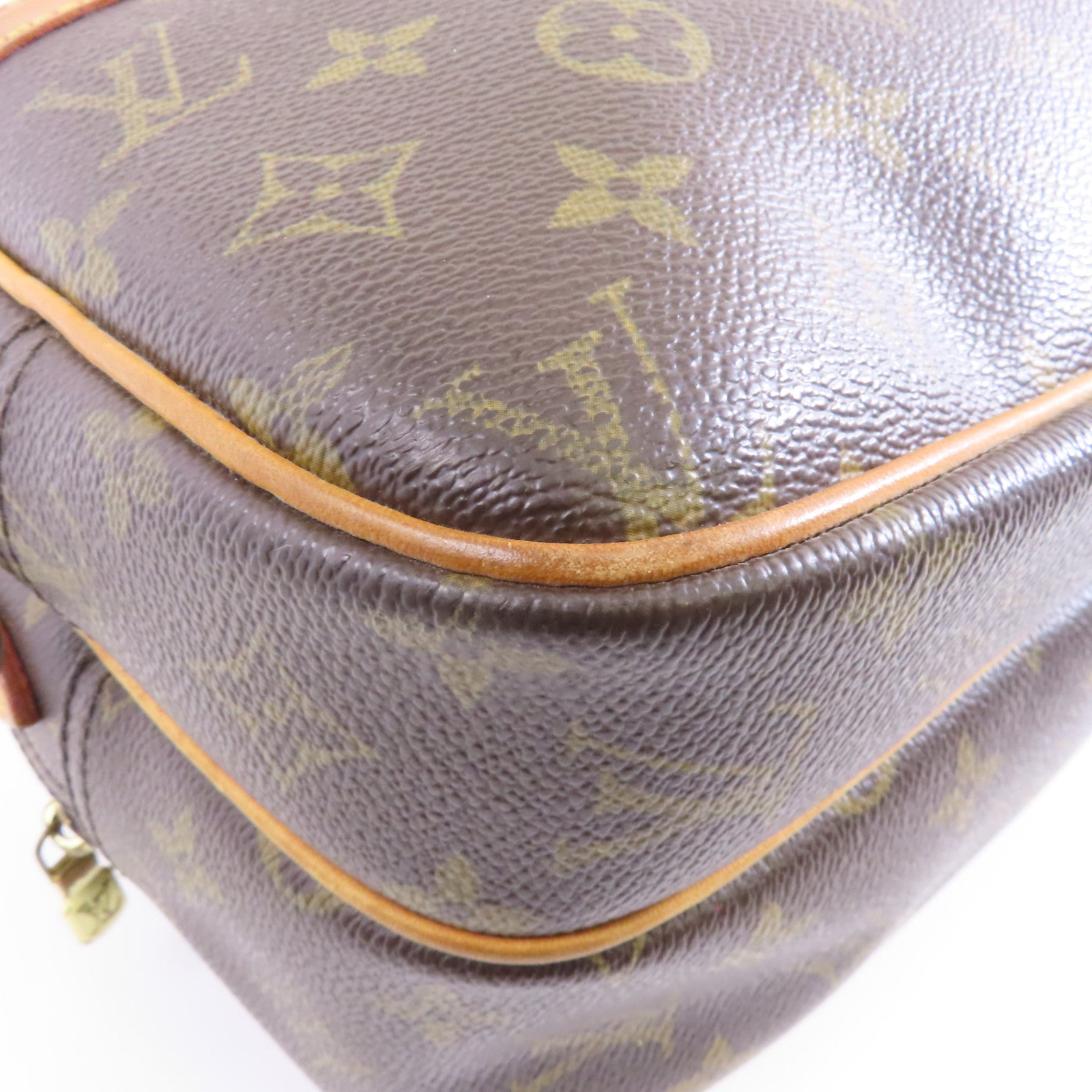 LOUIS VUITTON Monogram Reporter PM金扣肩背袋啡色