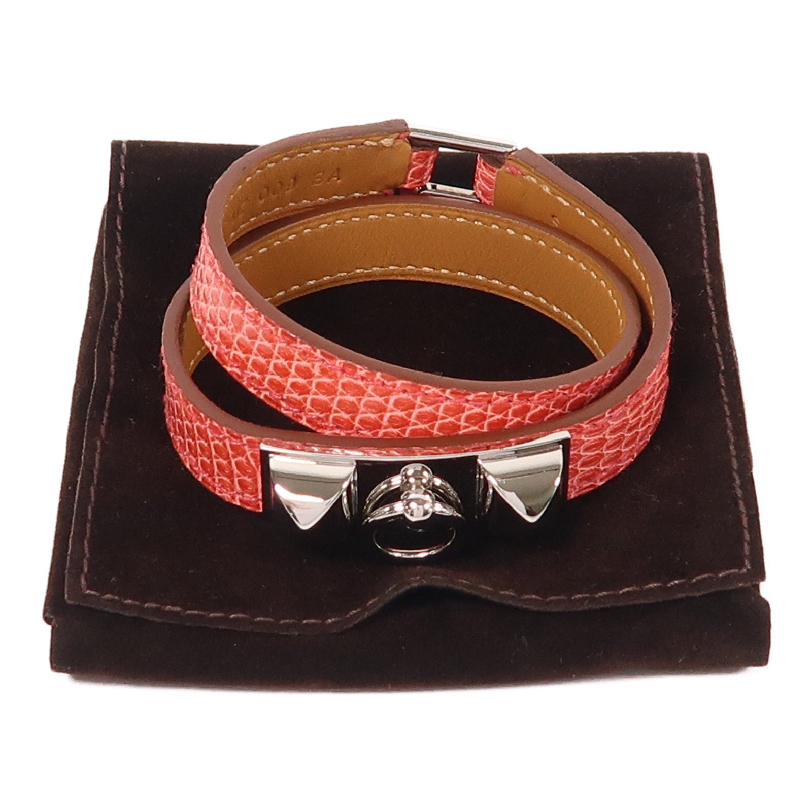 HERMES 金屬/蜥蝪皮革Rivale Double Tour手鐲