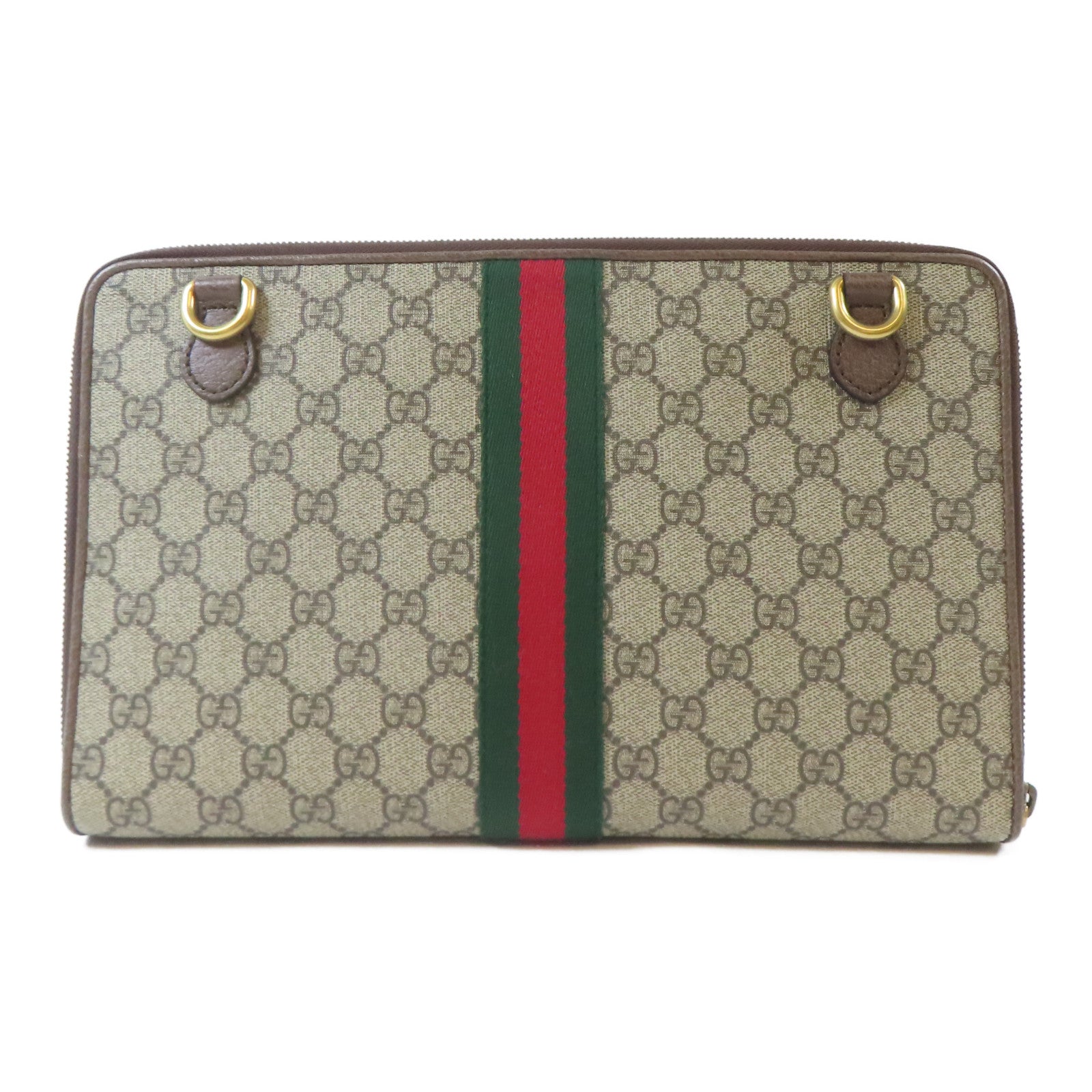 GUCCI 塗層帆布Shoulder Bag金扣肩背袋啡色