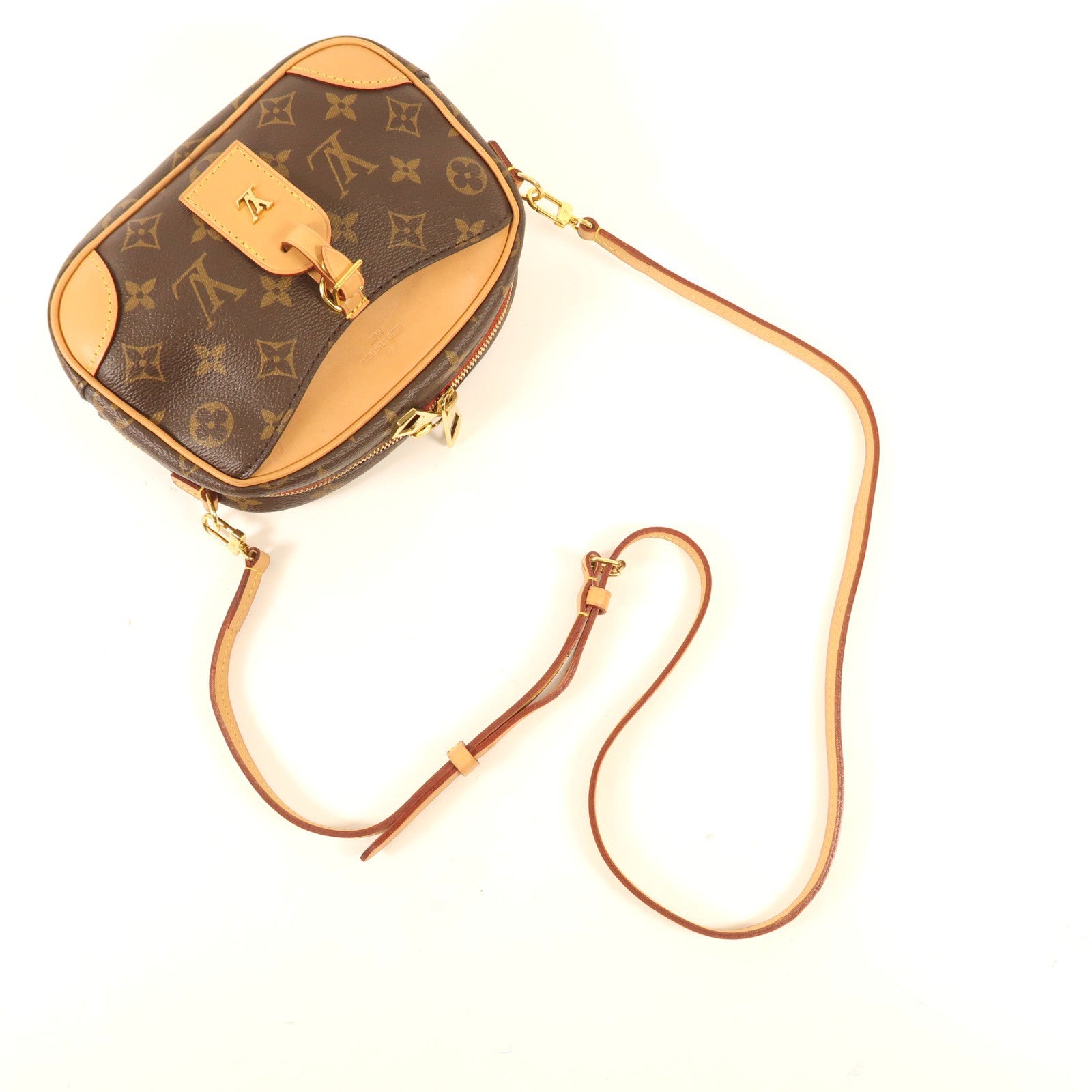 LOUIS VUITTON Monogram Deauville Mini金扣肩背袋棕色