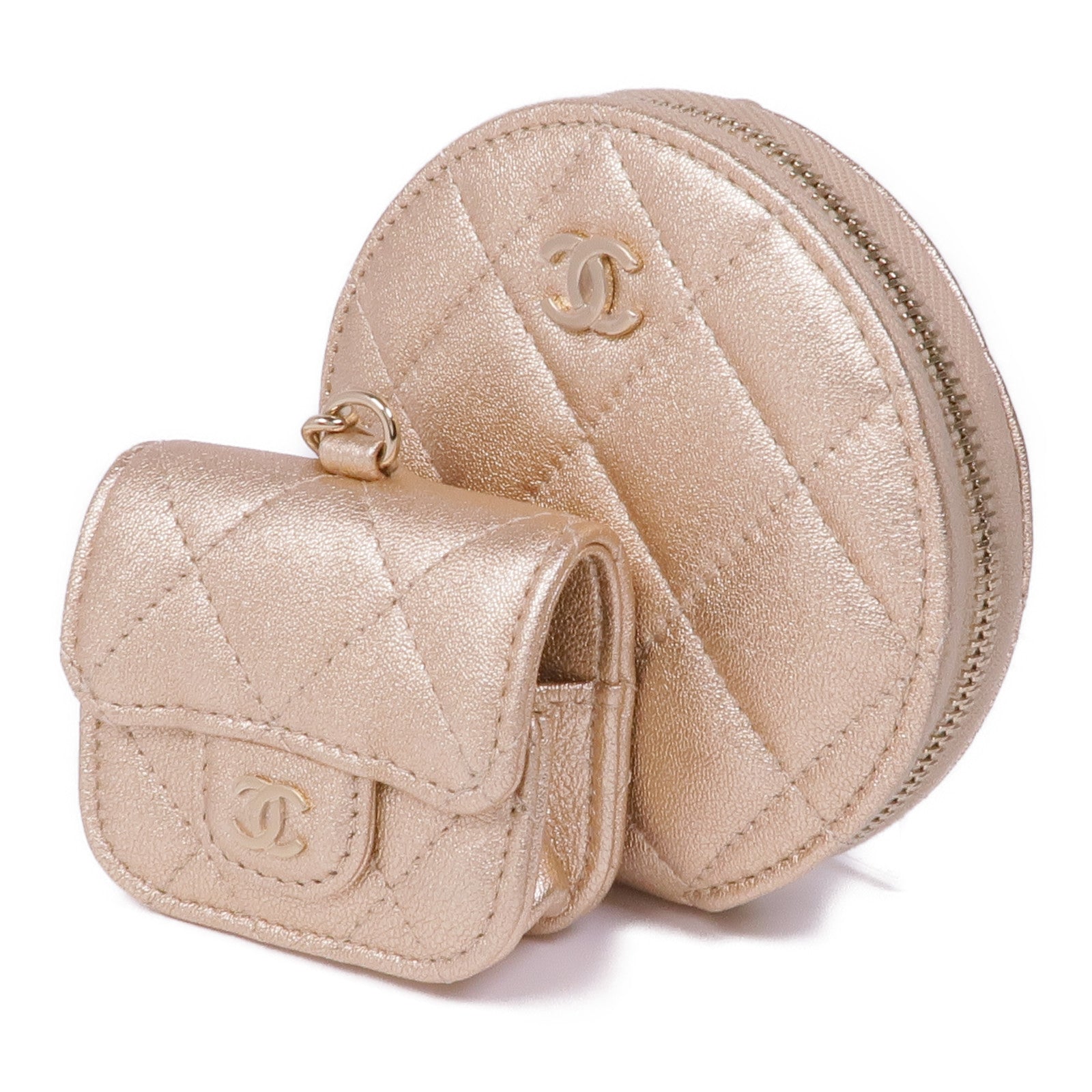 CHANEL 【激減優惠】羊皮皮革Coin Case金扣零錢包