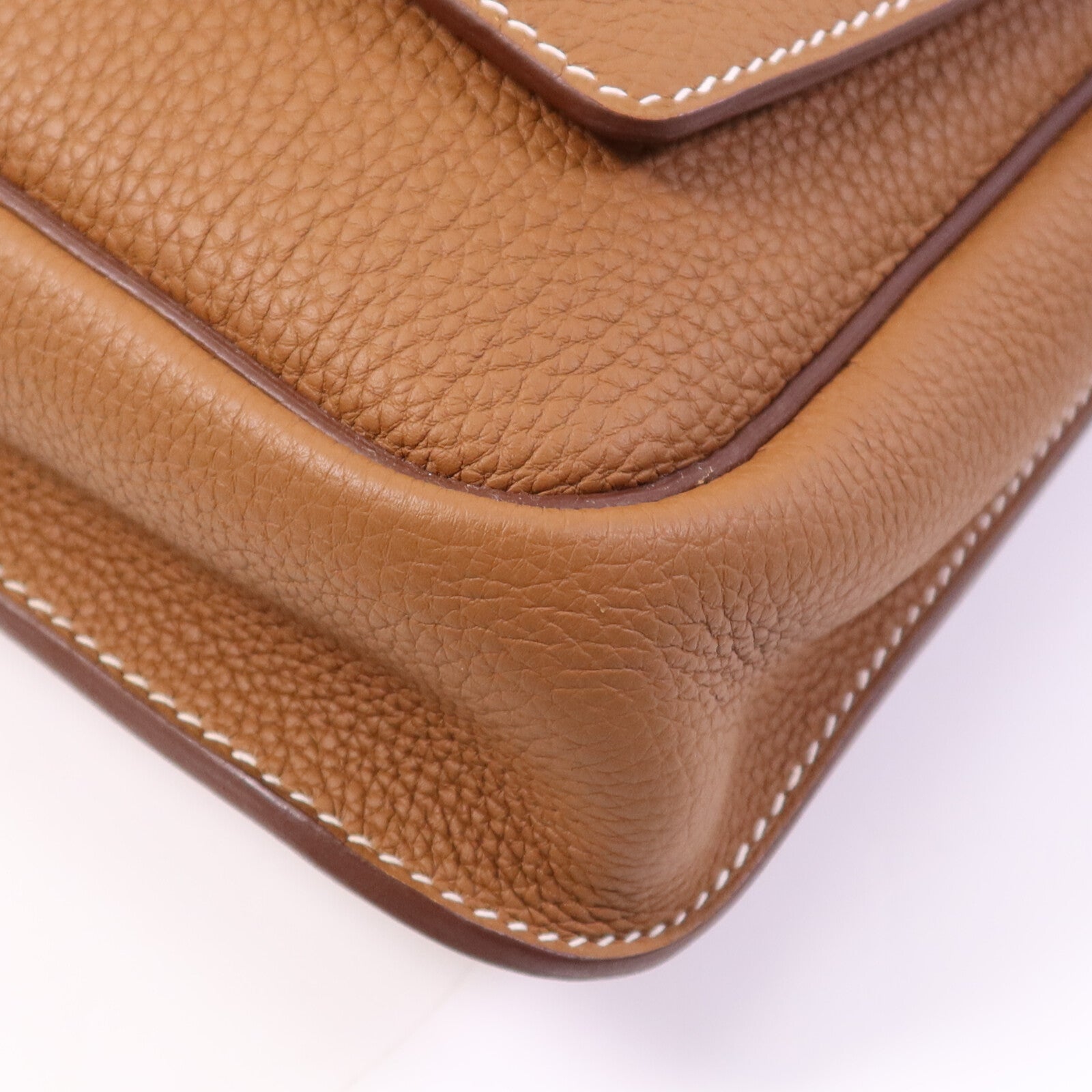 HERMES Togo皮革Steve Light Messenger銀扣肩背袋Gold