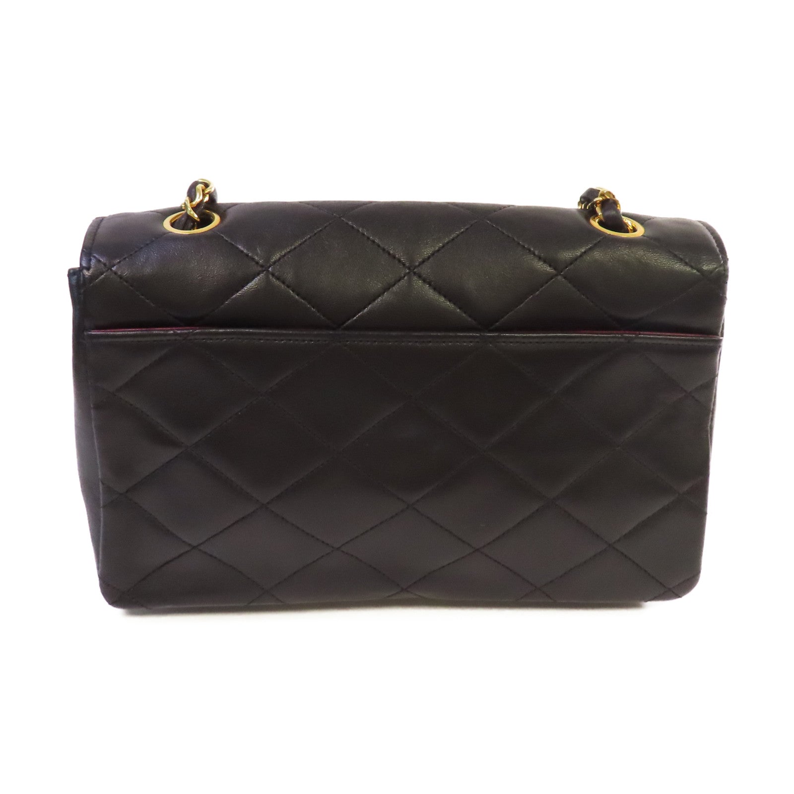 CHANEL 菱格羊皮皮革Vintage Chain Shoulder Bag金扣鏈帶肩背袋黑色