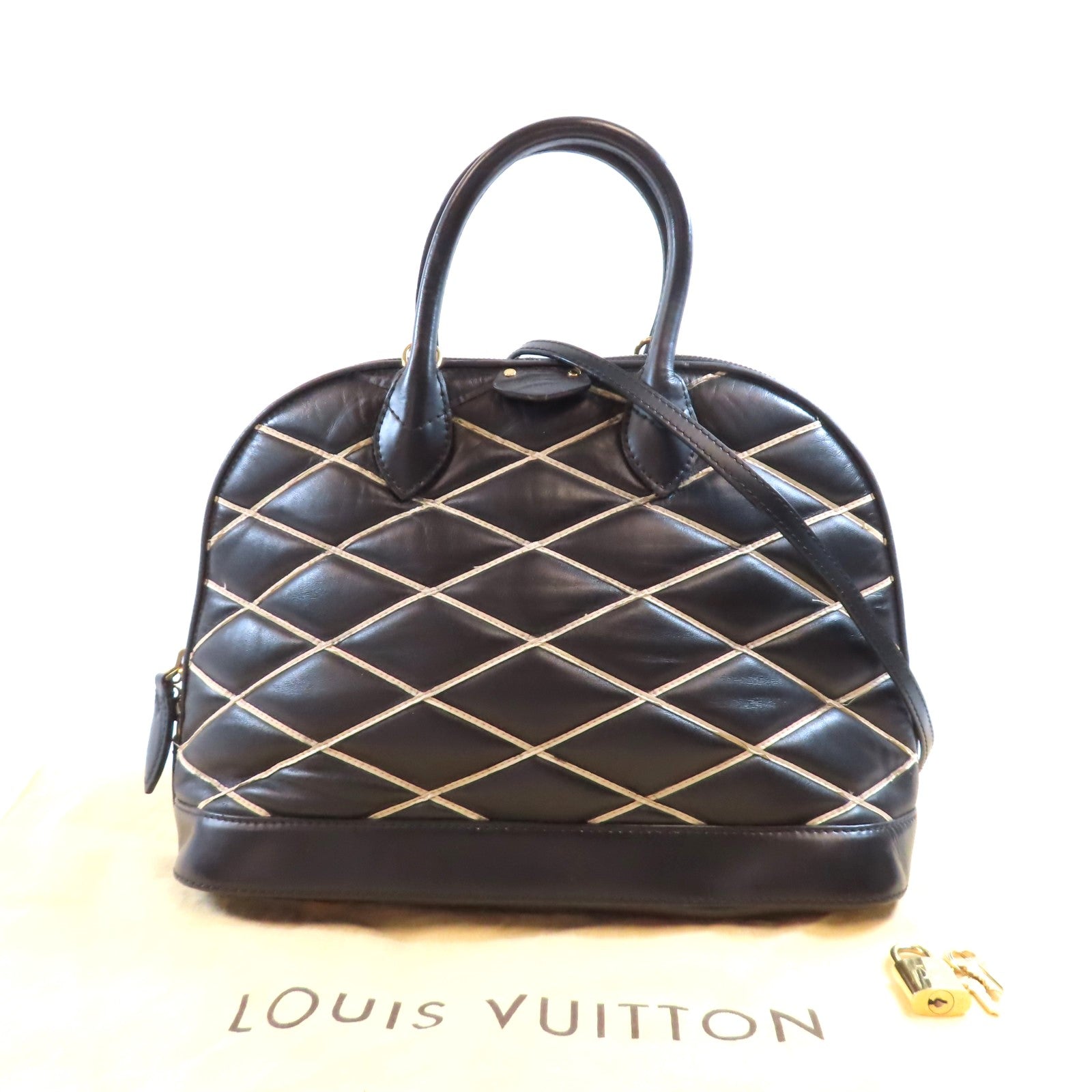LOUIS VUITTON LV GHW Alma PM 2 Way Shoulder Bag Handbag Lambskin Leather Black