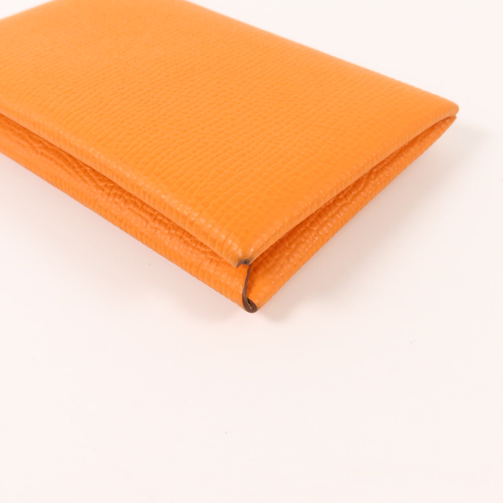 HERMES Epsom皮革Calvi Card Holder卡片套Orange/Lime
