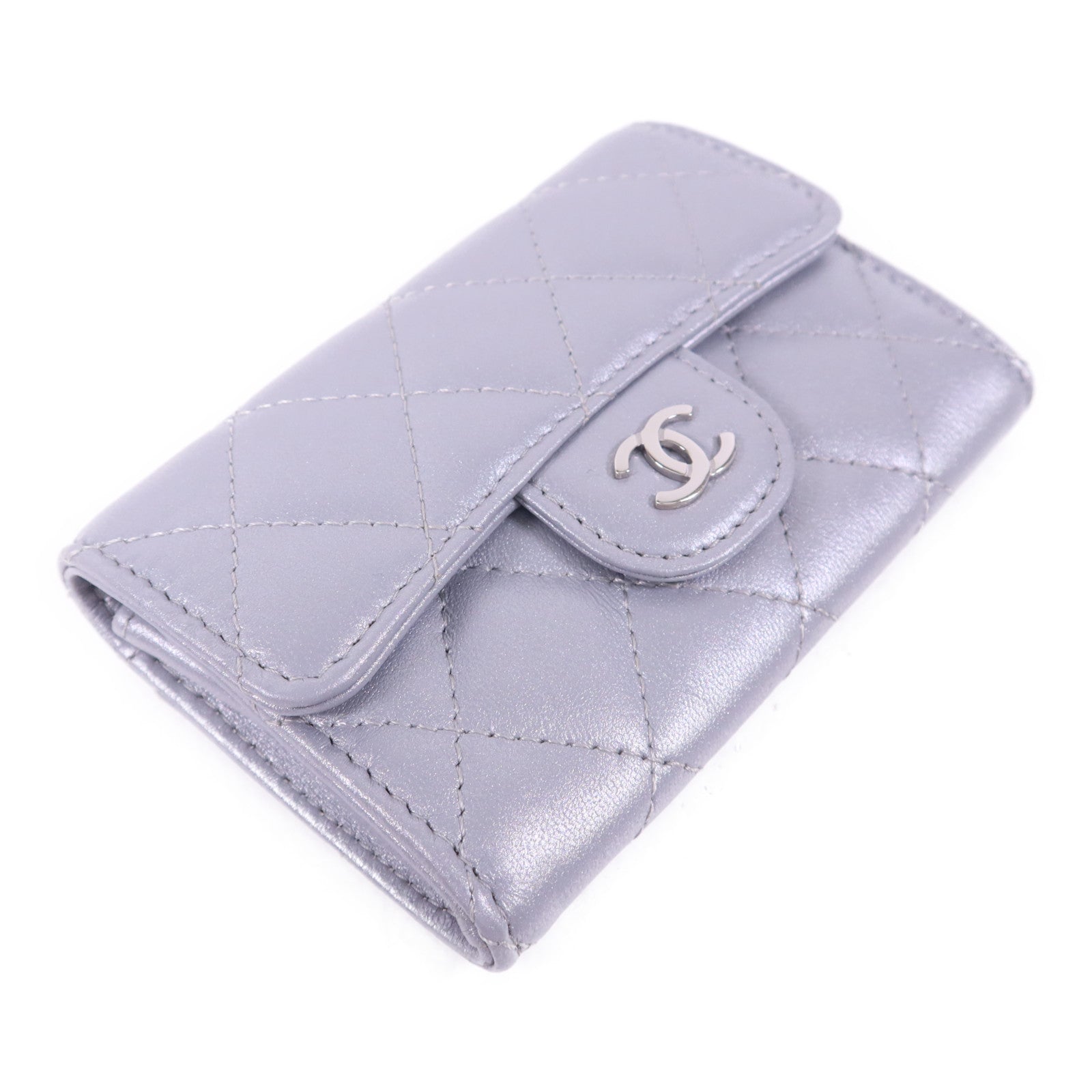 CHANEL 牛皮皮革Card Case銀扣卡片套