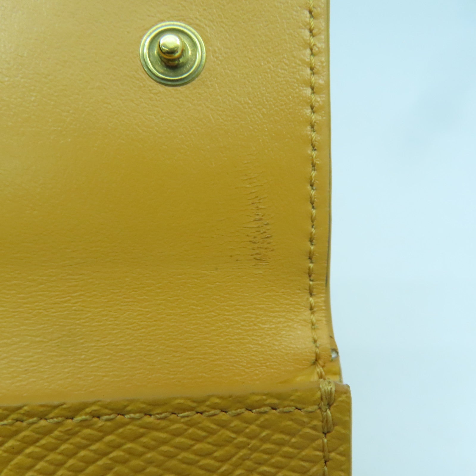 CELINE 【激減優惠】牛皮皮革Small Fold Wallet金扣錢包黃色