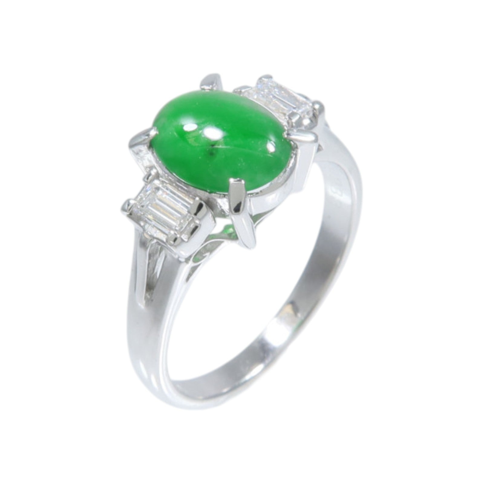 JEWELRY 【激減優惠】PT900鉑金Jade Diamond Ring翡翠/鑽石戒指