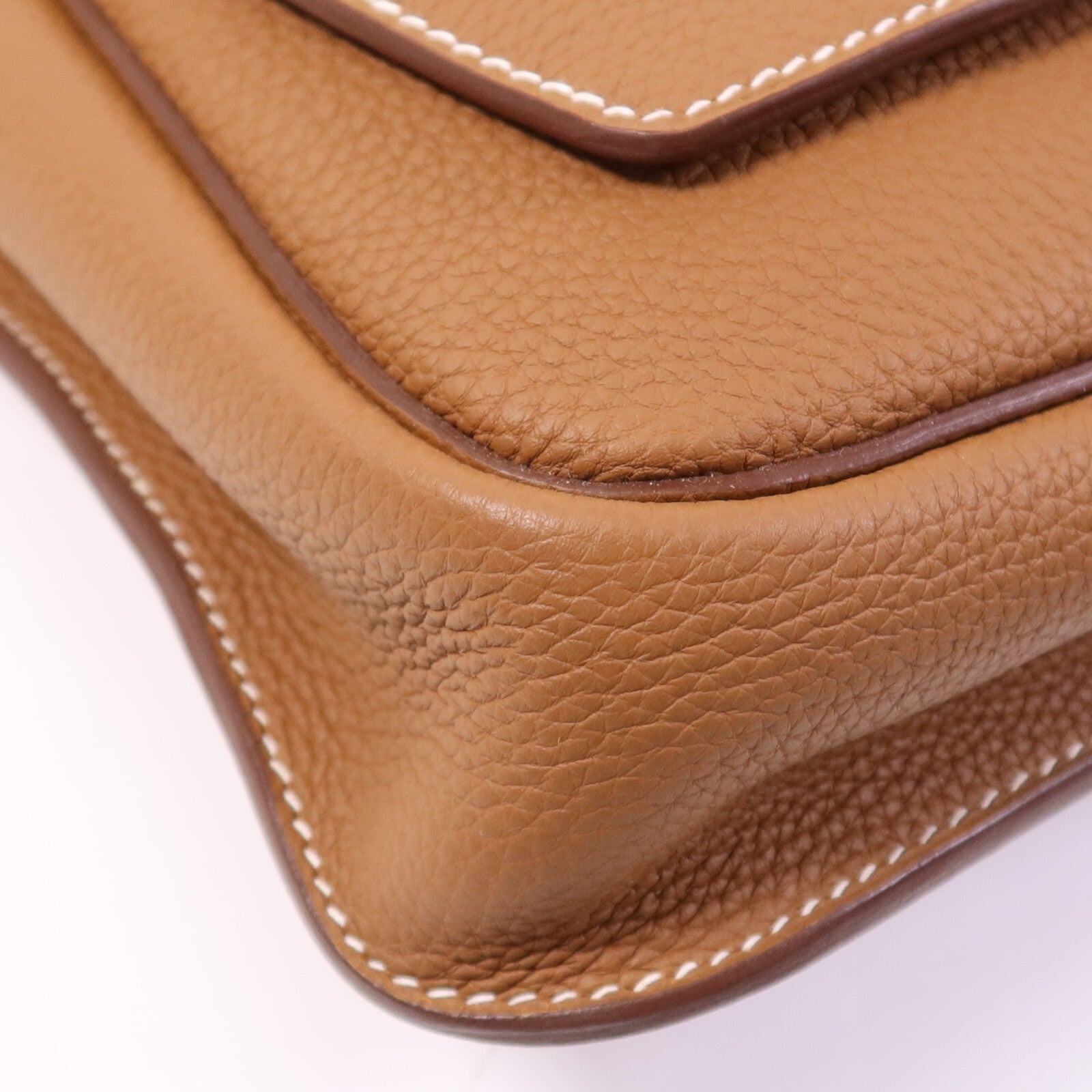 HERMES Togo皮革Steve Light Messenger銀扣肩背袋Gold