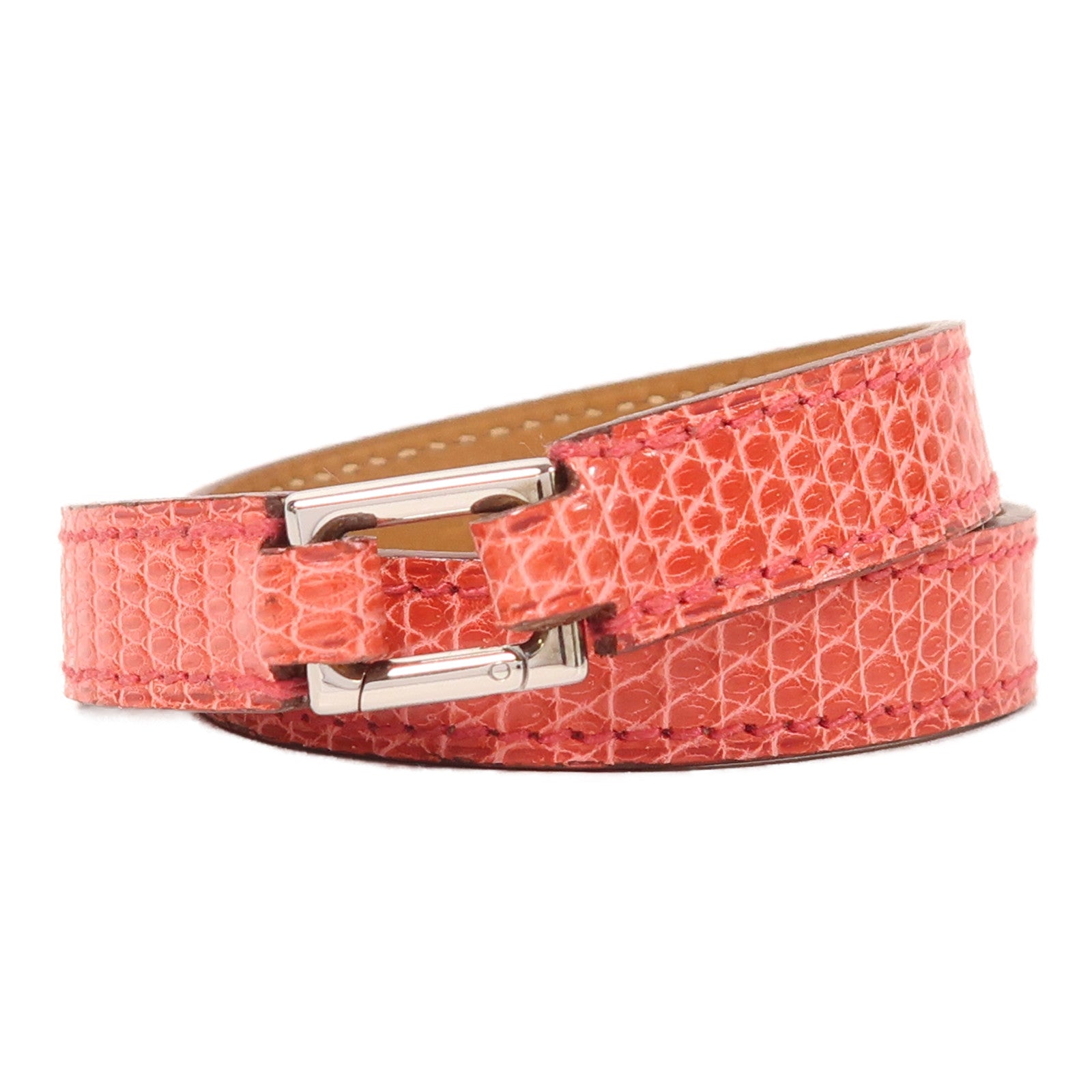 HERMES 金屬/蜥蝪皮革Rivale Double Tour手鐲