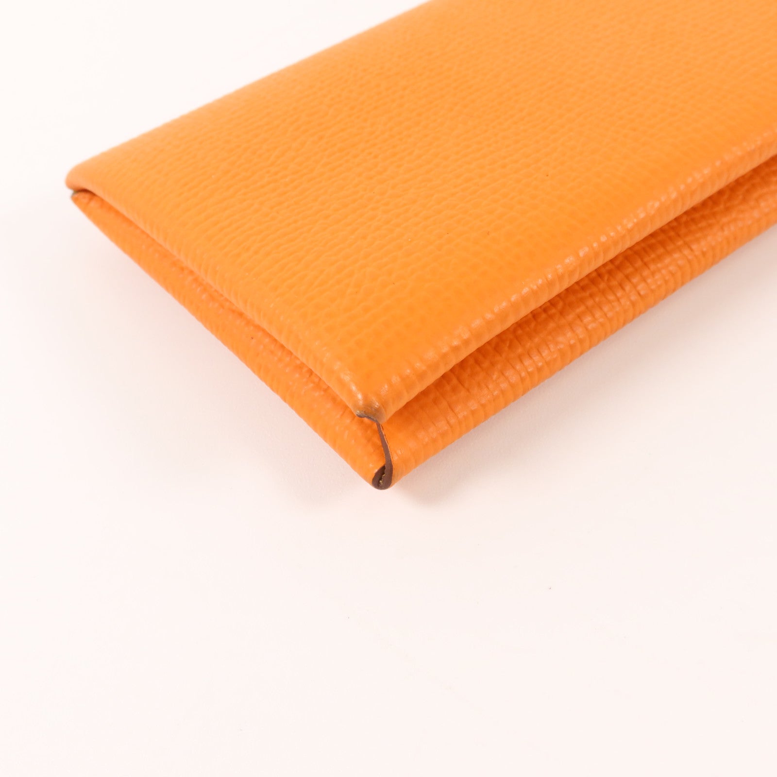 HERMES Epsom皮革Calvi Card Holder卡片套Orange/Lime