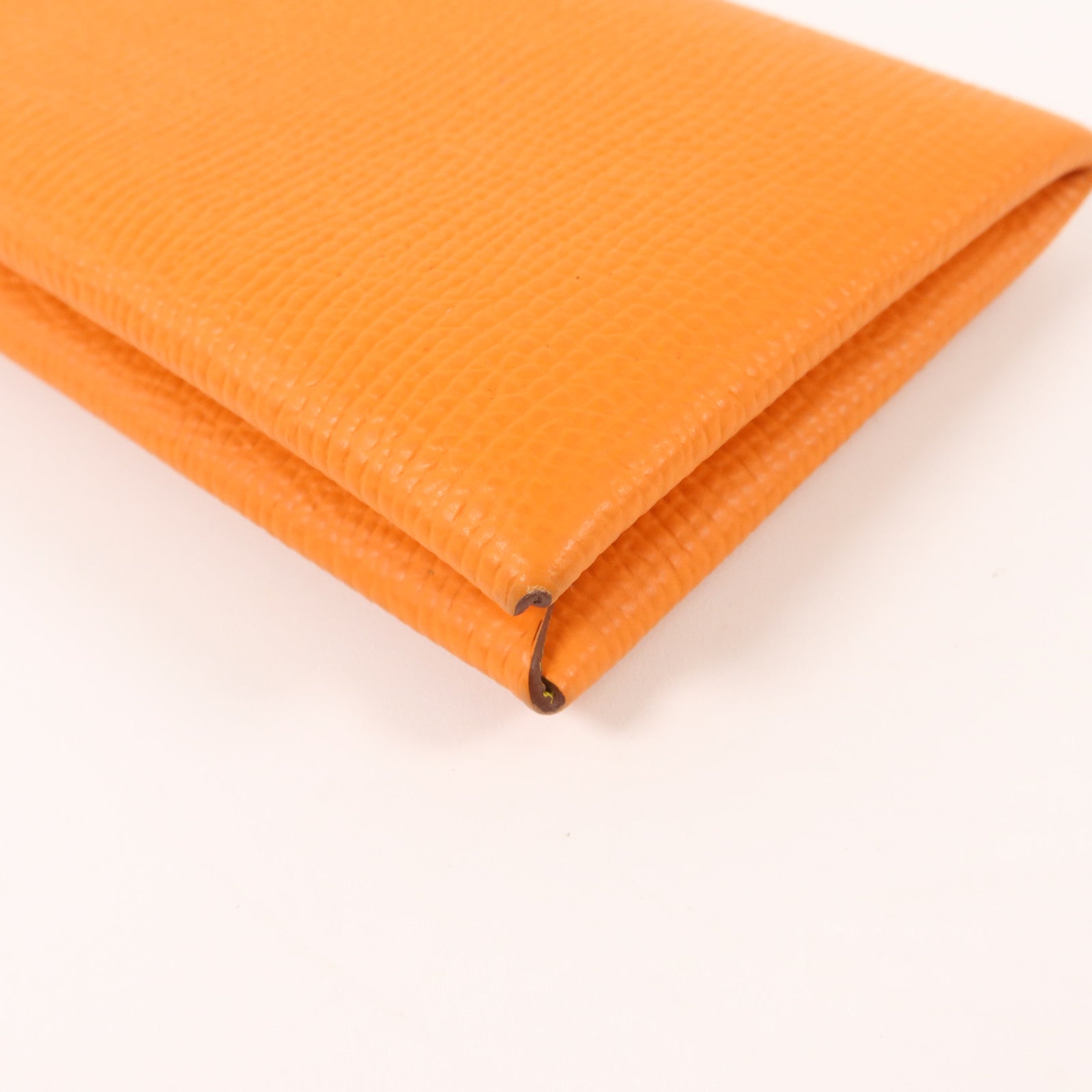 HERMES Epsom皮革Calvi Card Holder卡片套Orange/Lime