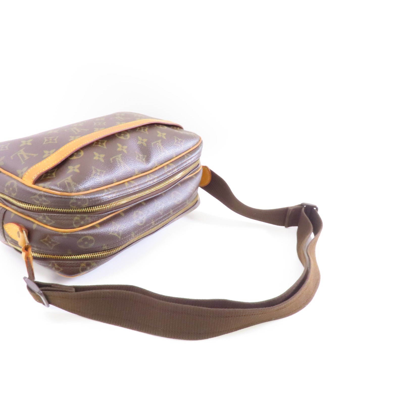 LOUIS VUITTON Monogram Reporter PM金扣肩背袋啡色