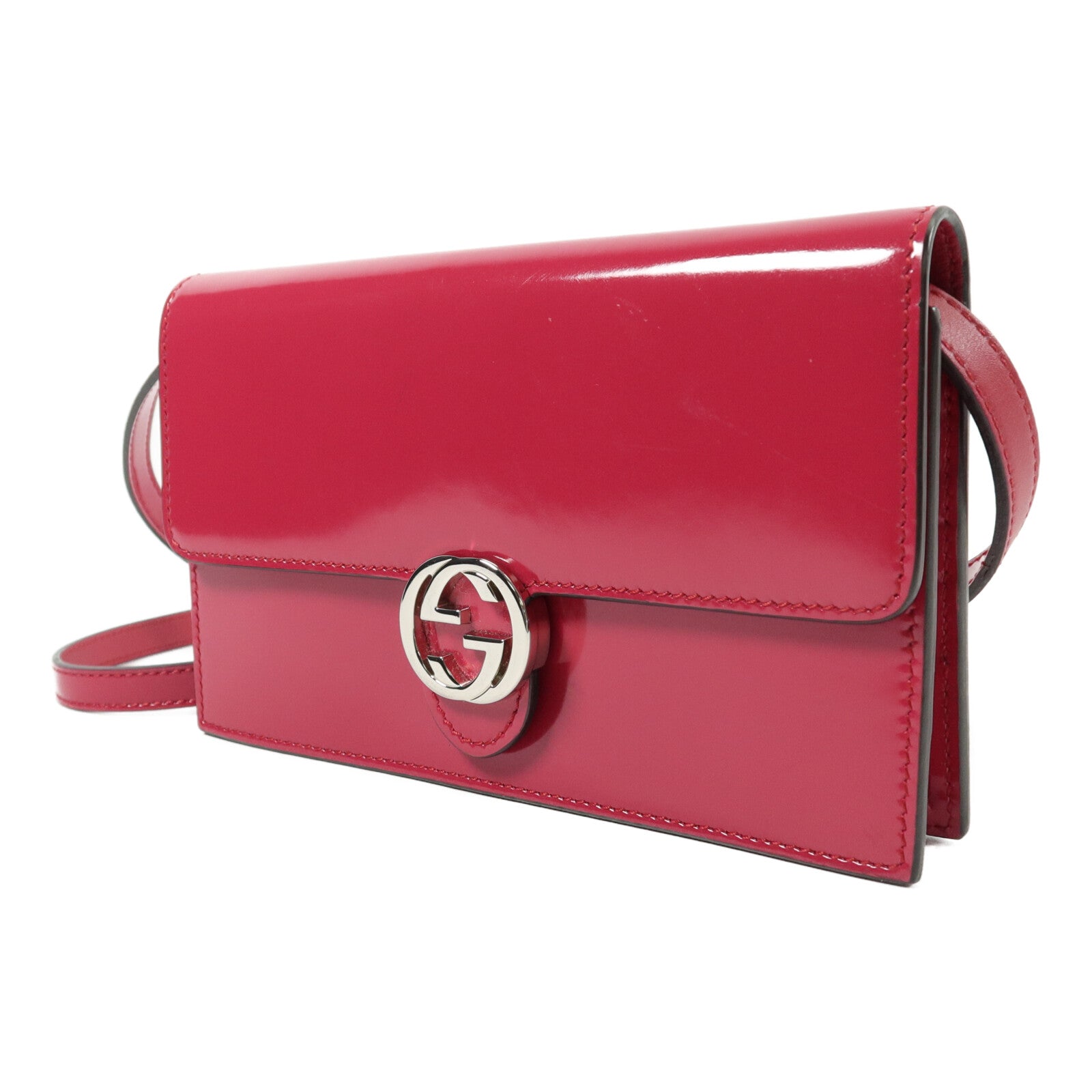 GUCCI 漆皮皮革Wallet On Chain肩背袋