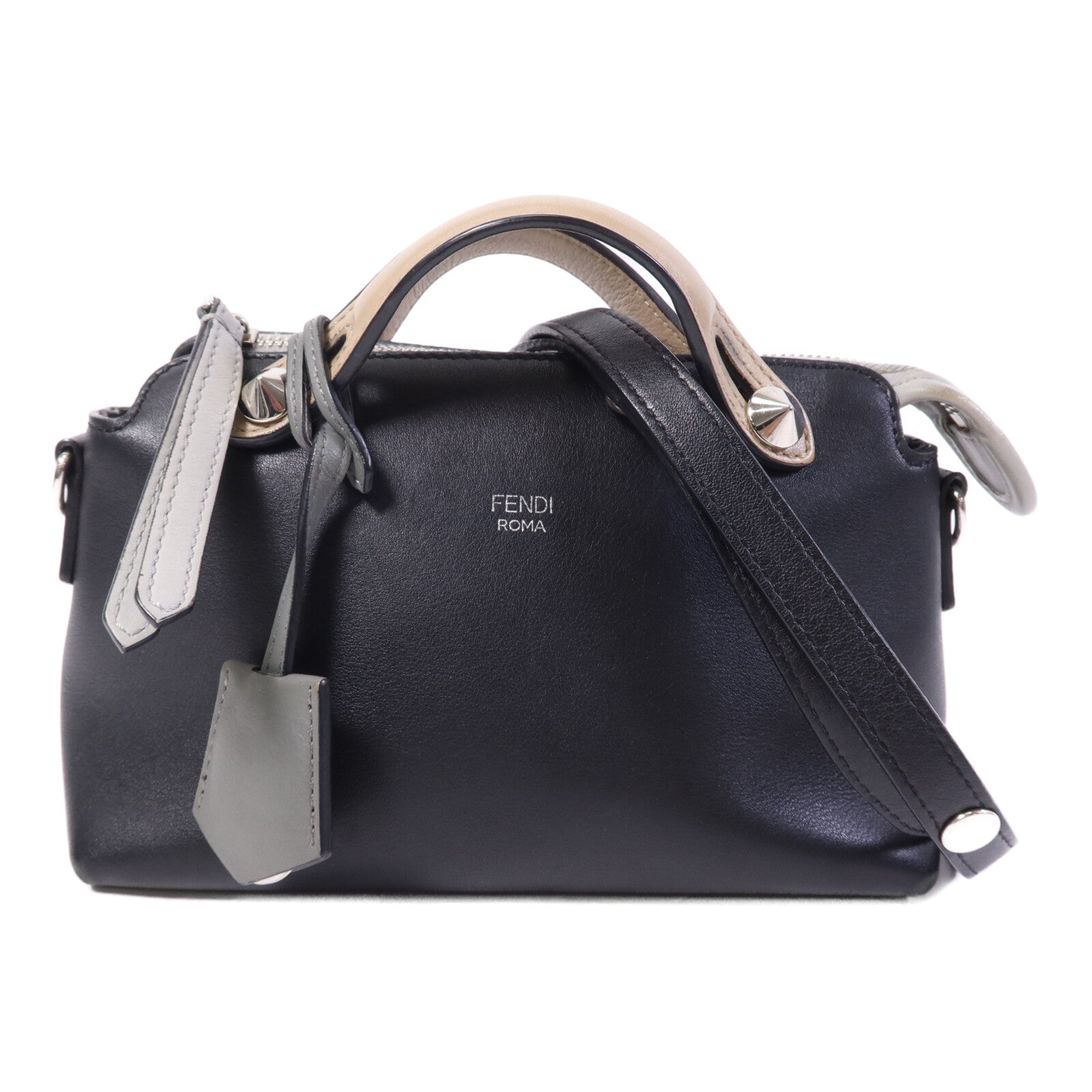 FENDI 牛皮皮革By the way mini銀扣手挽肩背兩用袋