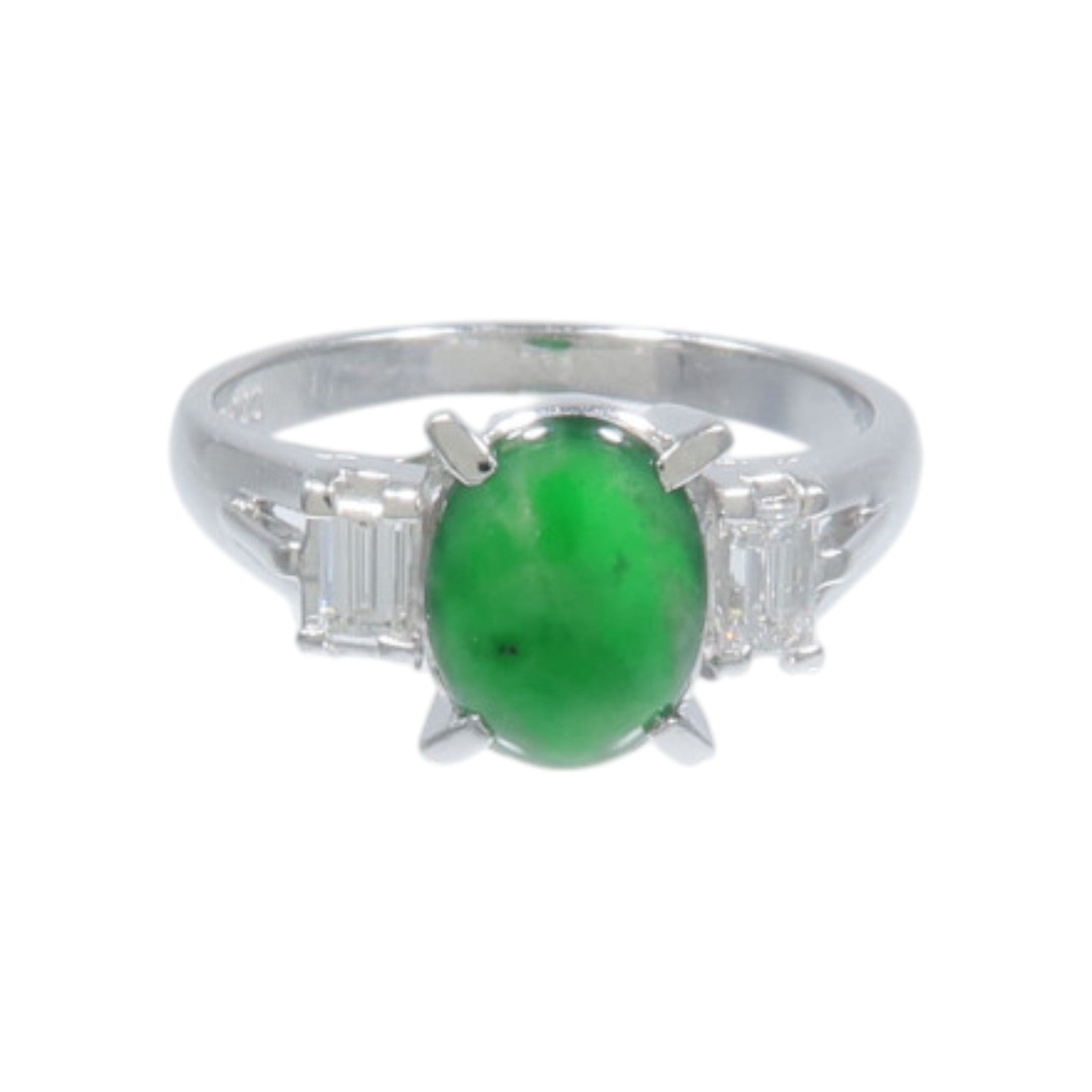 JEWELRY 【激減優惠】PT900鉑金Jade Diamond Ring翡翠/鑽石戒指