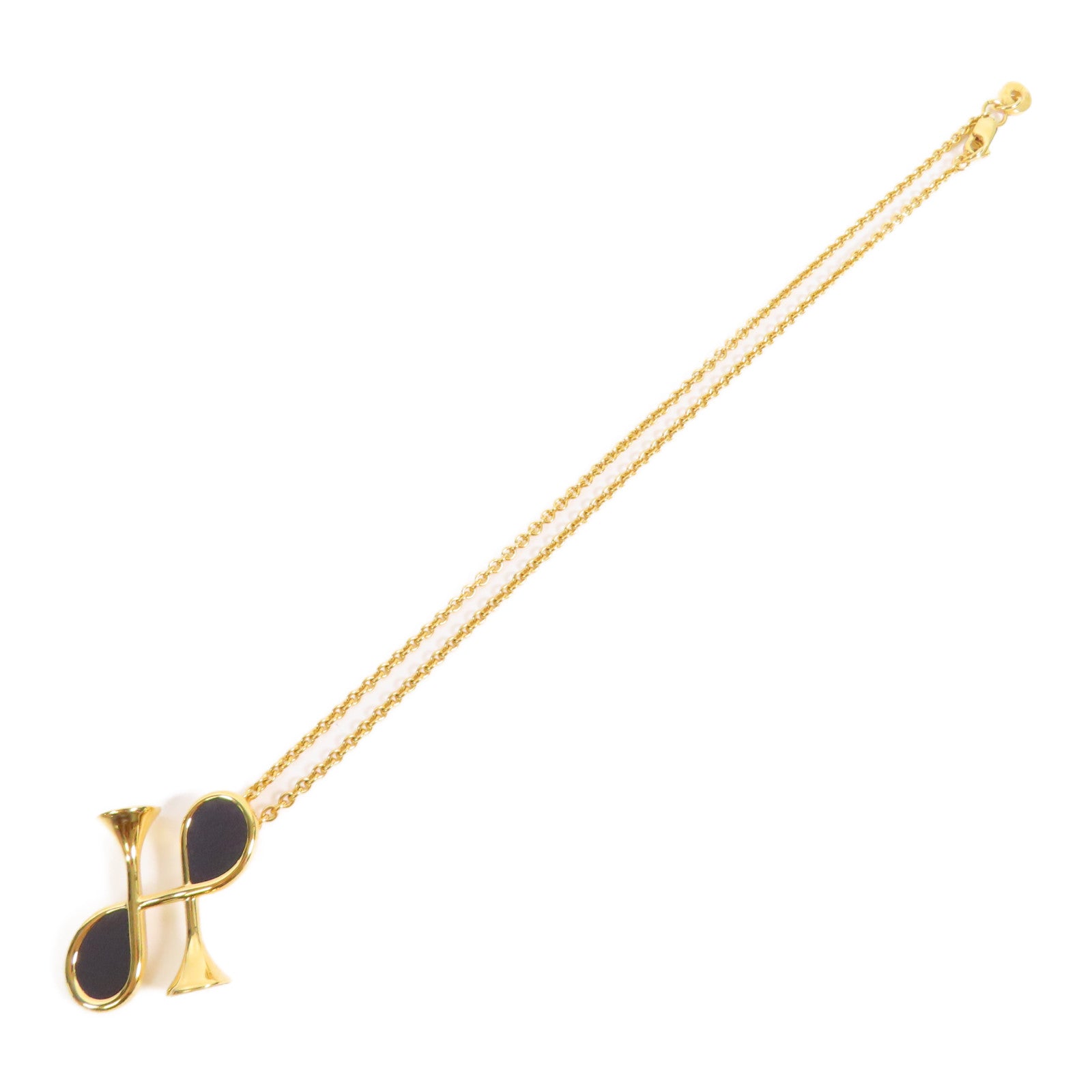 HERMES 金屬Cor H Necklace金扣項鍊黑色/金色