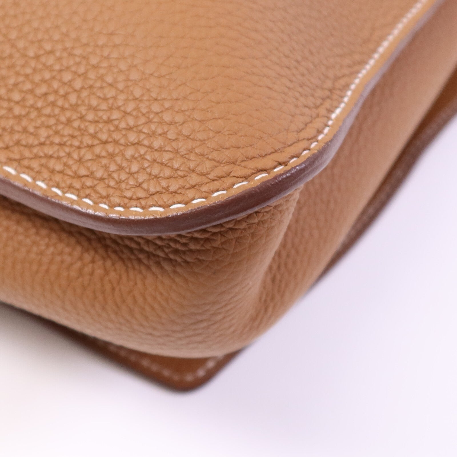 HERMES Togo皮革Steve Light Messenger銀扣肩背袋Gold