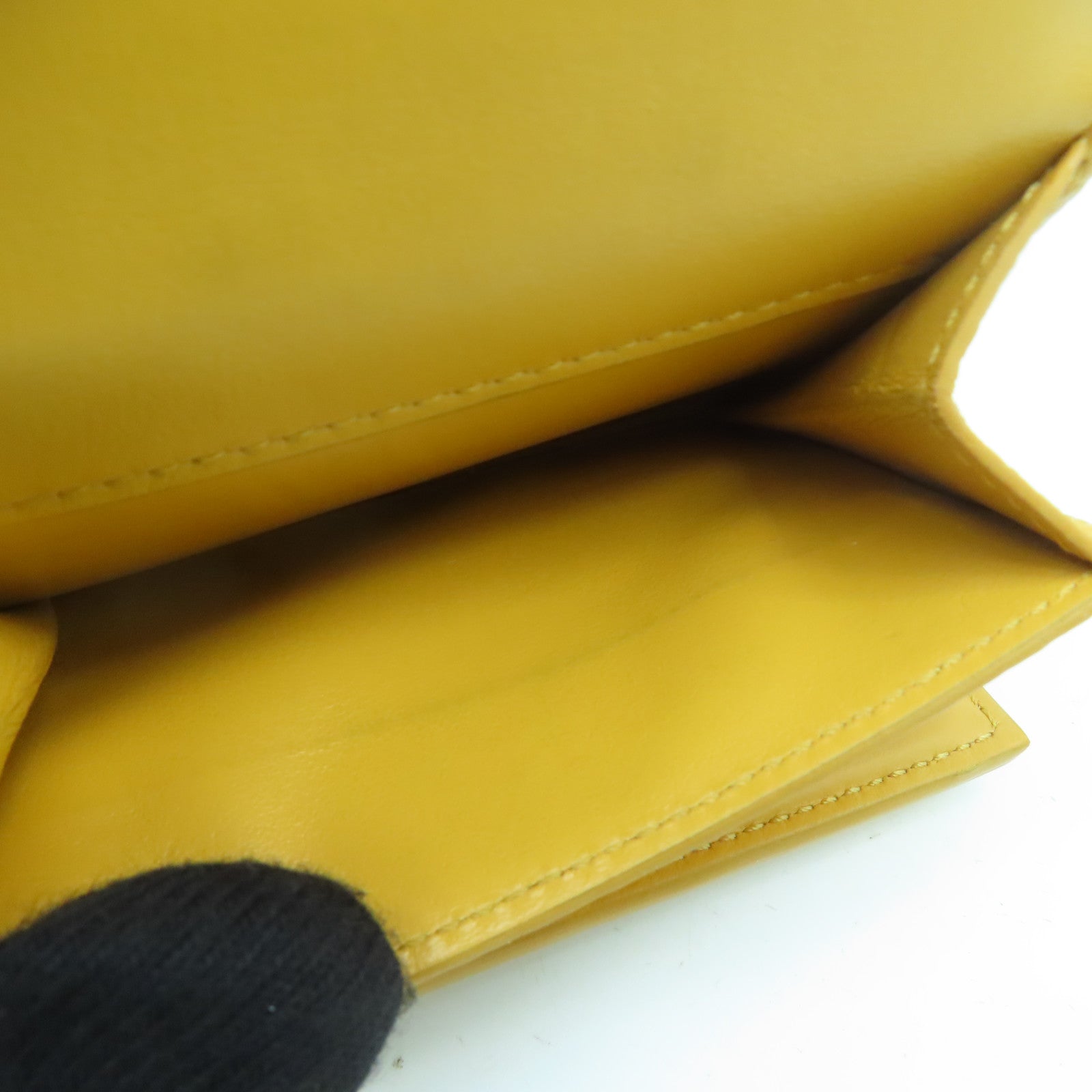 CELINE 【激減優惠】牛皮皮革Small Fold Wallet金扣錢包黃色