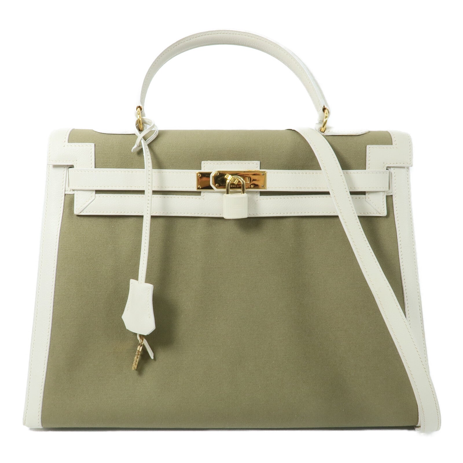 HERMES Toile H帆布Kelly 35手挽肩背兩用袋