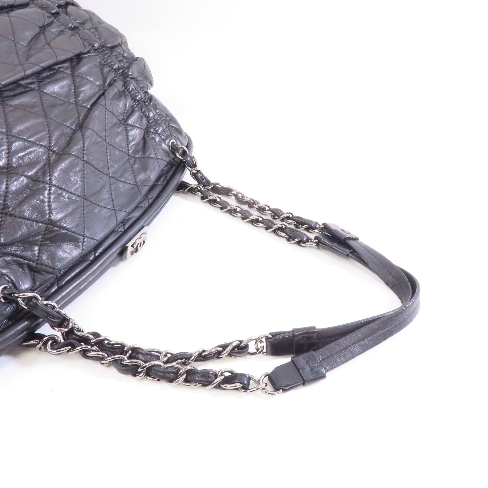 CHANEL 【激減優惠】菱格羊皮皮革Chain Shoulder Bag銀扣鏈帶肩背袋黑色