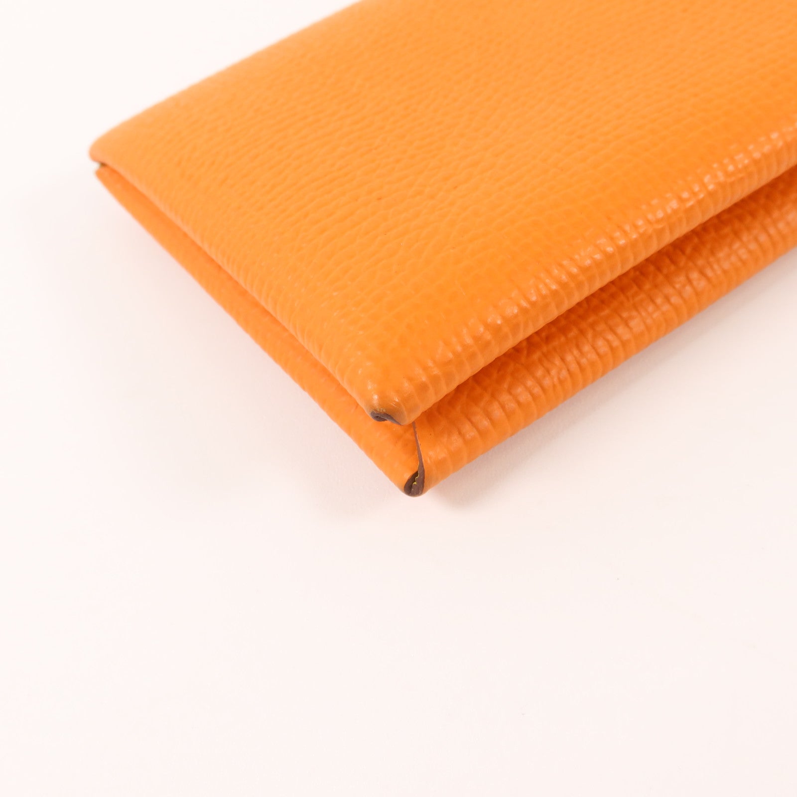 HERMES Epsom皮革Calvi Card Holder卡片套Orange/Lime