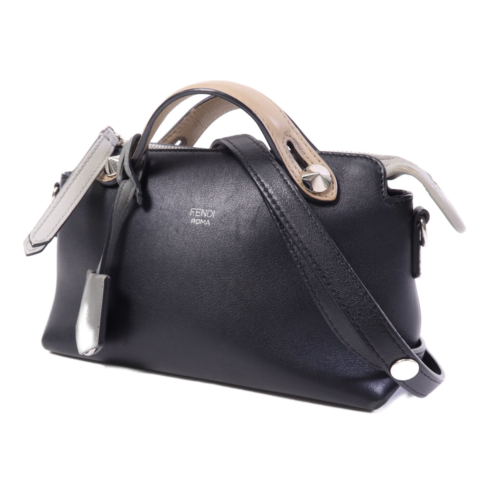 FENDI 牛皮皮革By the way mini銀扣手挽肩背兩用袋