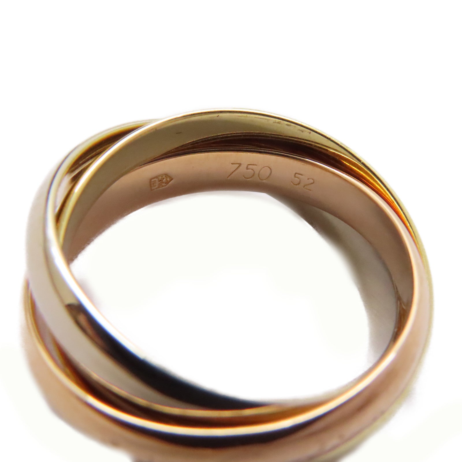 CARTIER 18K黃金/白金/玫瑰金Trinity Ring戒指US#6/Cartier#52