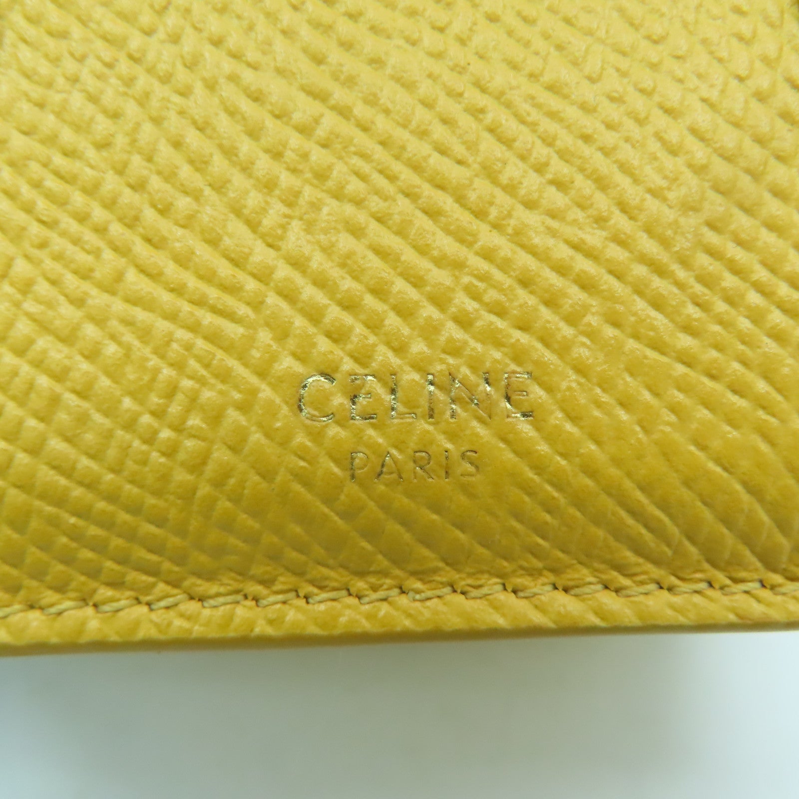 CELINE 【激減優惠】牛皮皮革Small Fold Wallet金扣錢包黃色