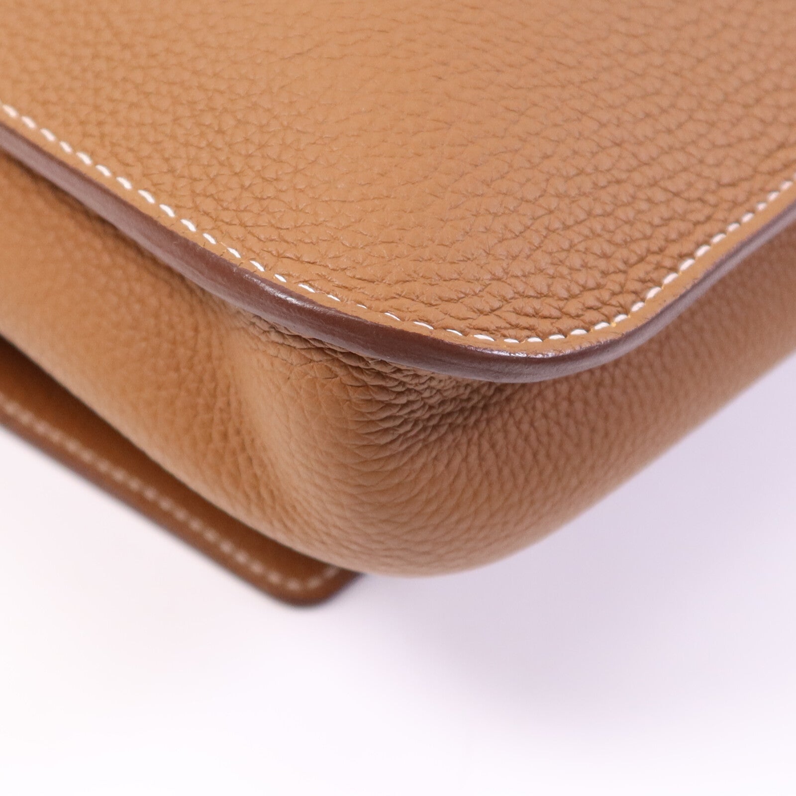 HERMES Togo皮革Steve Light Messenger銀扣肩背袋Gold