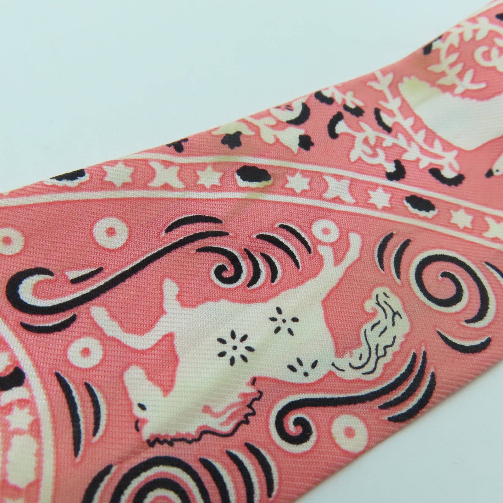 HERMES 絲質Twilly絲巾粉紅色