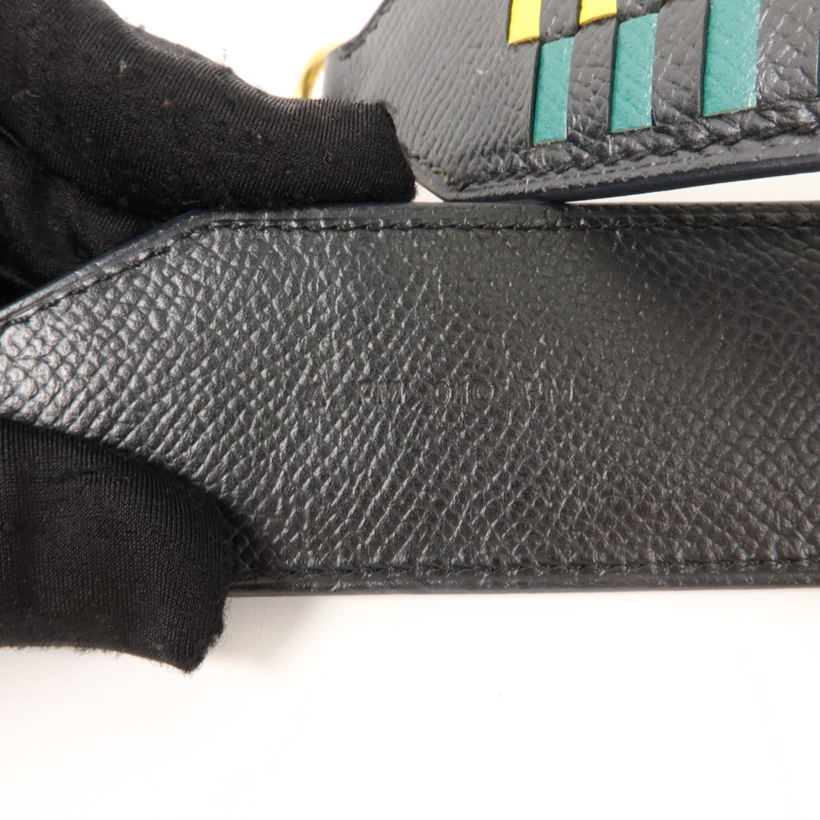 HERMES Epsom皮革Tressage Bag Strap肩帶Noir/Lime/Malachite