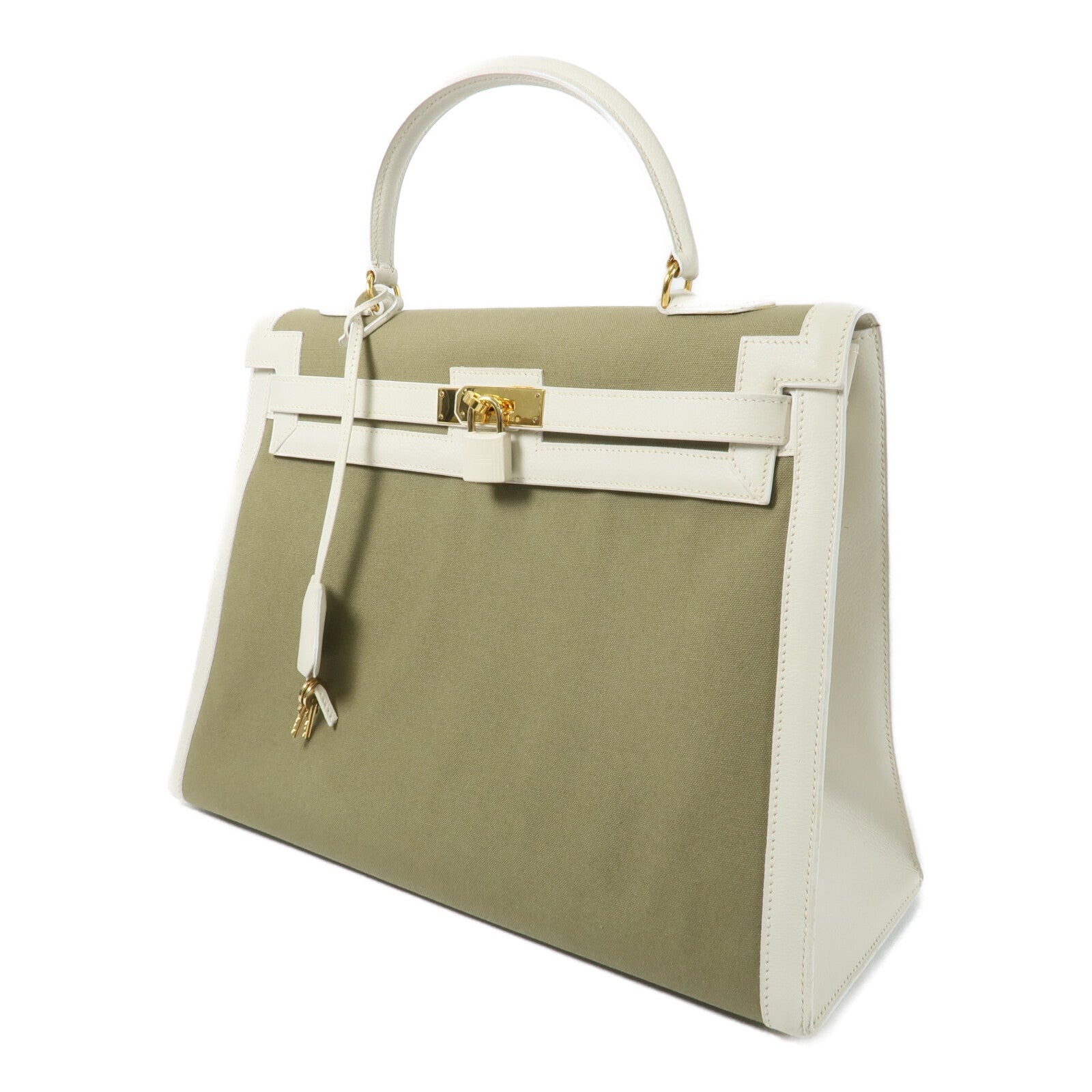 HERMES Toile H帆布Kelly 35手挽肩背兩用袋