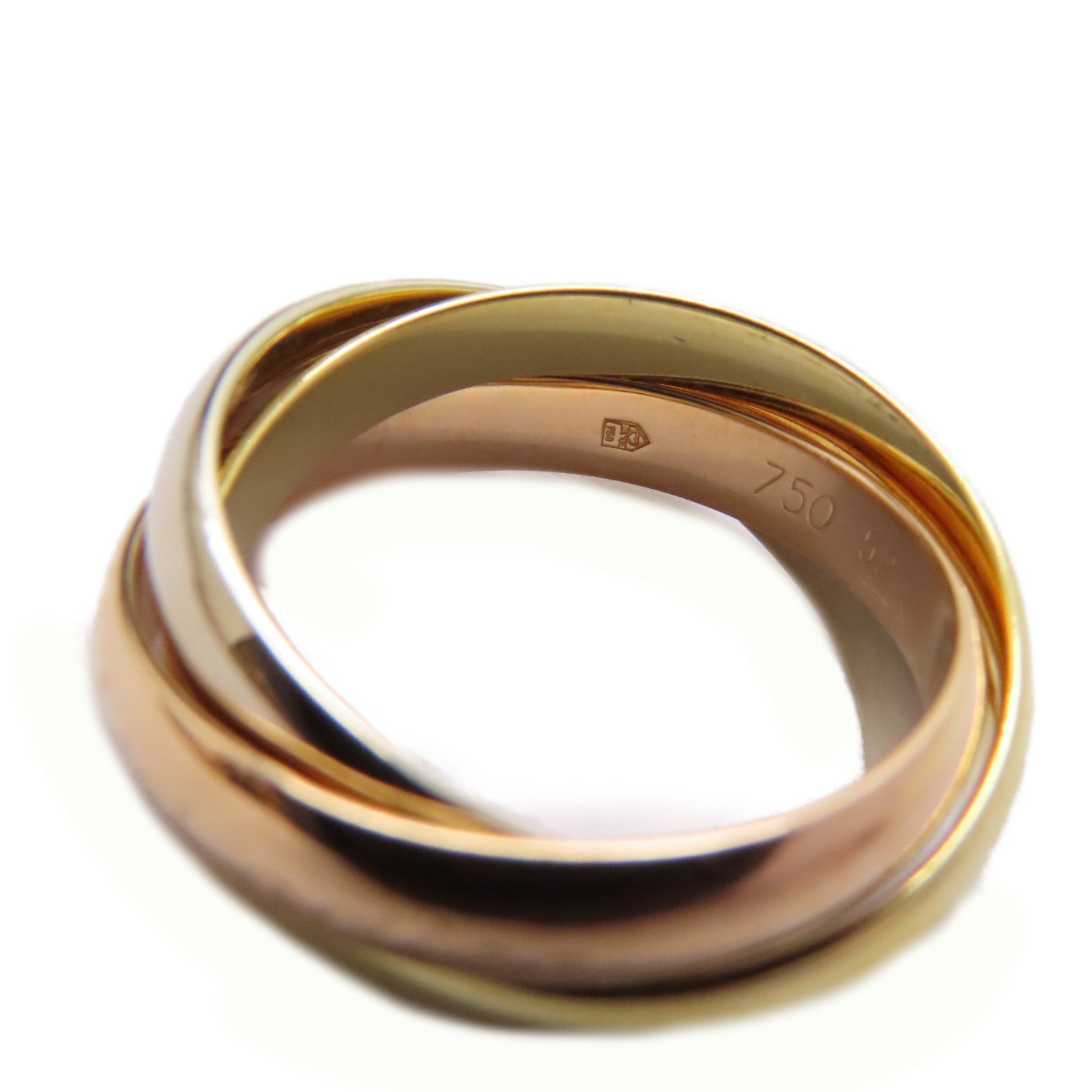 CARTIER 18K黃金/白金/玫瑰金Trinity Ring戒指US#6/Cartier#52