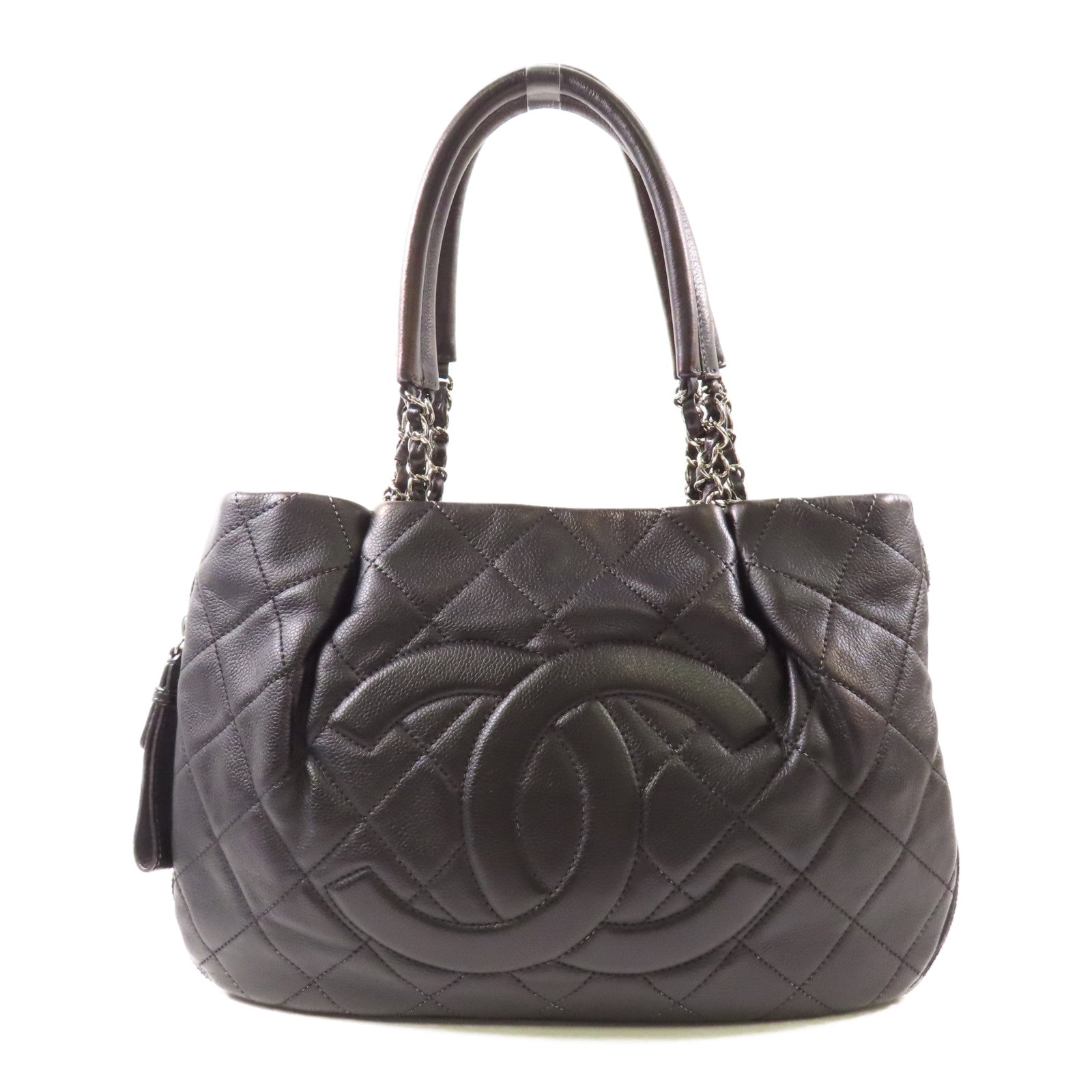CHANEL 牛皮皮革Shoulder Bag銀扣肩背袋