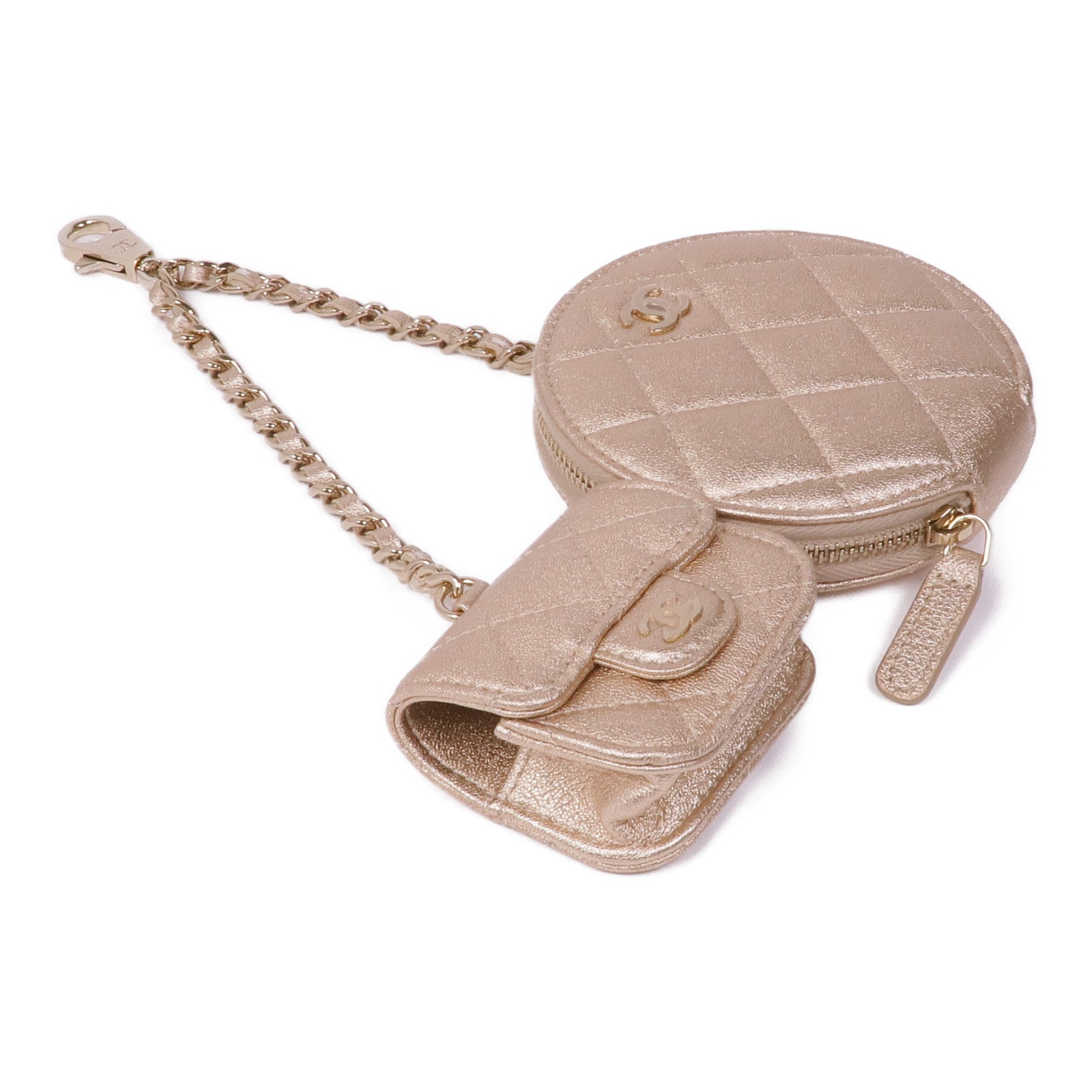 CHANEL 【激減優惠】羊皮皮革Coin Case金扣零錢包