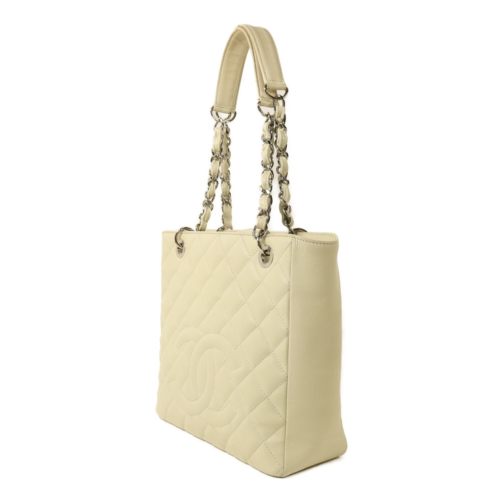 CHANEL 【激減優惠】牛皮皮革PST Petite Shopping Tote Bag銀扣鏈帶肩背袋