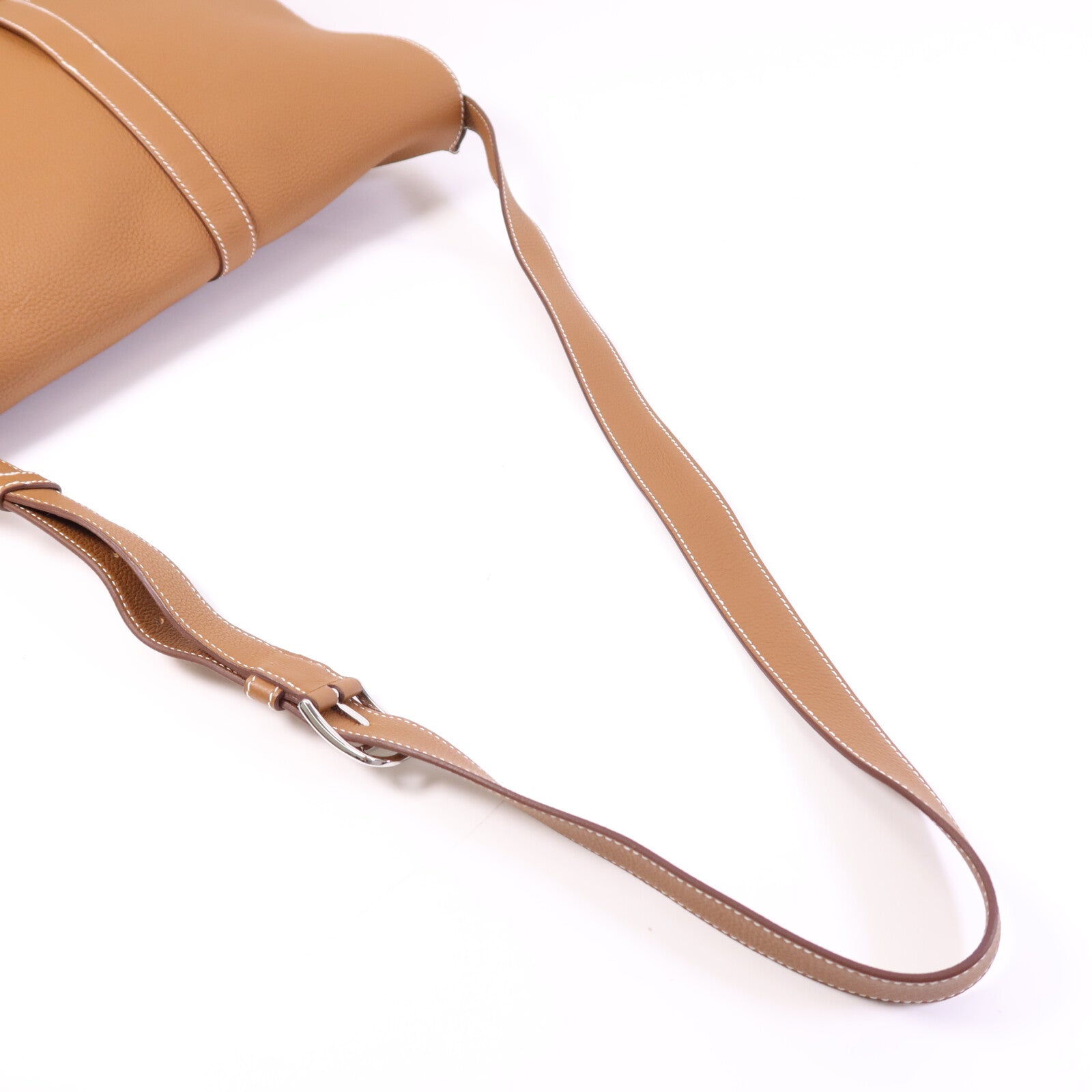 HERMES Togo皮革Steve Light Messenger銀扣肩背袋Gold