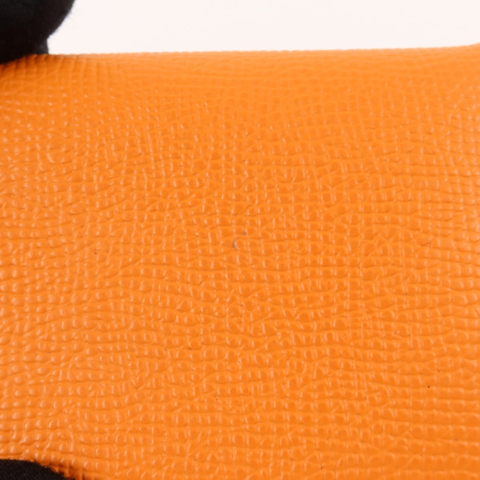 HERMES Epsom皮革Calvi Card Holder卡片套Orange/Lime