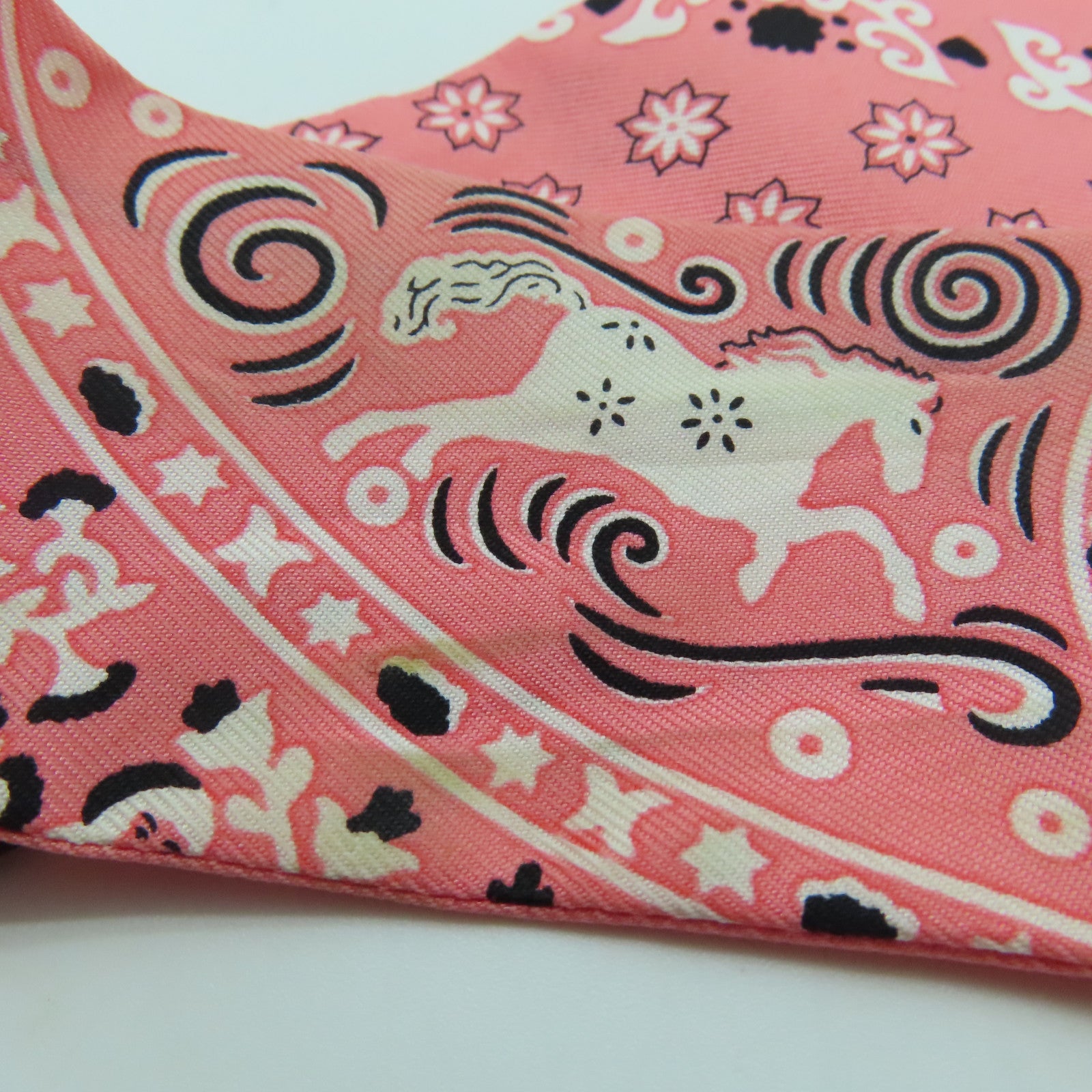 HERMES 絲質Twilly絲巾粉紅色