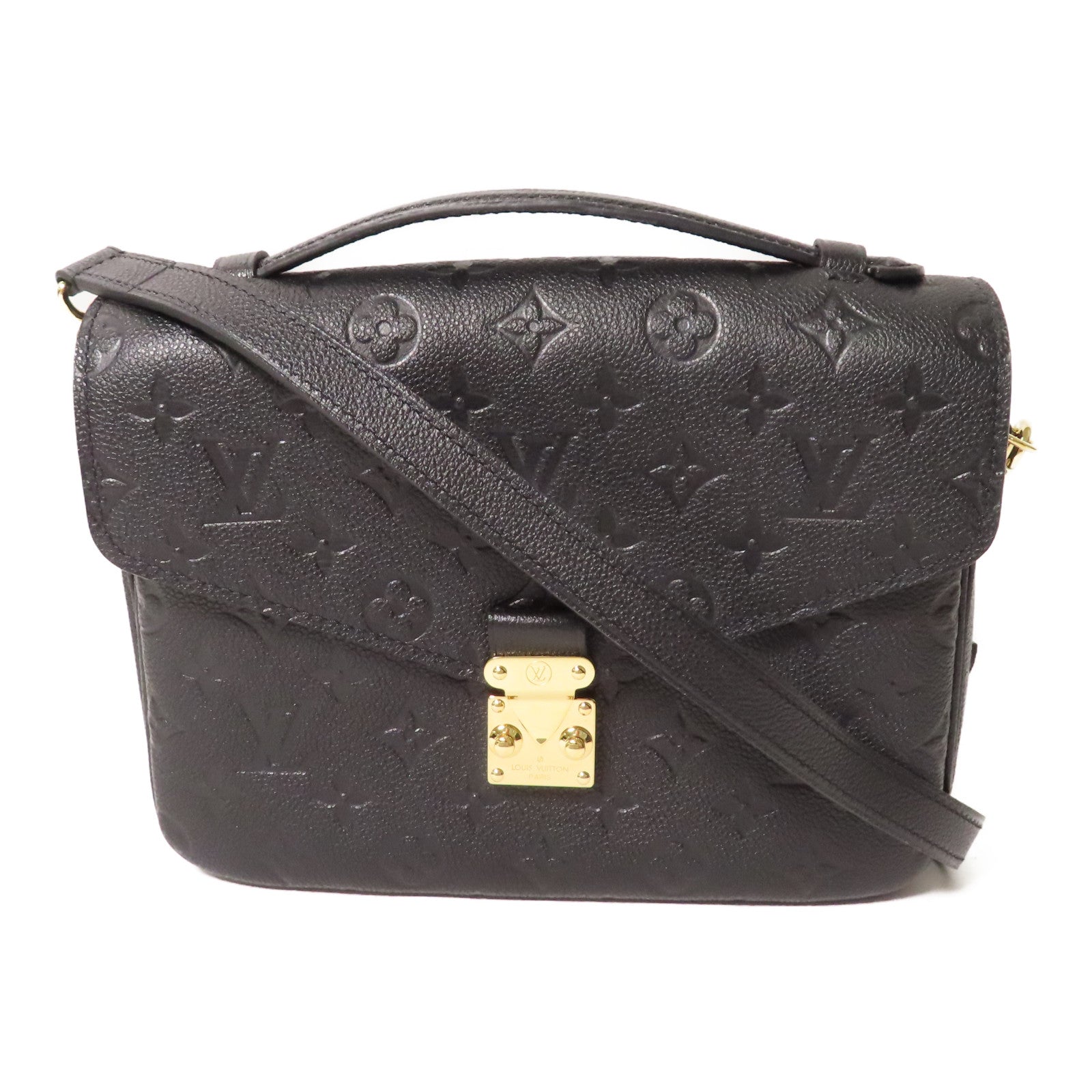 LOUIS VUITTON Monogram Emprenite Pochette Metis金扣手挽肩背兩用袋黑色