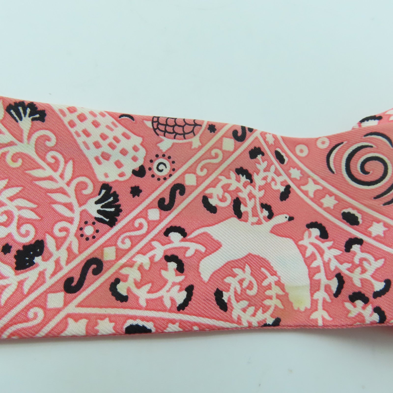 HERMES 絲質Twilly絲巾粉紅色